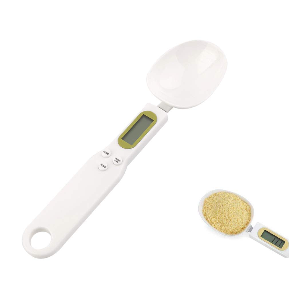 Mengshen Digital Spoon Scale for Kitchen Food High Precision Small Scale with Tare Function Weighing and Measuring Dry Liquid Ingredient Milk Tea Flour Medicine 1.1lb/500g(0.1g) Milligram Scale White
