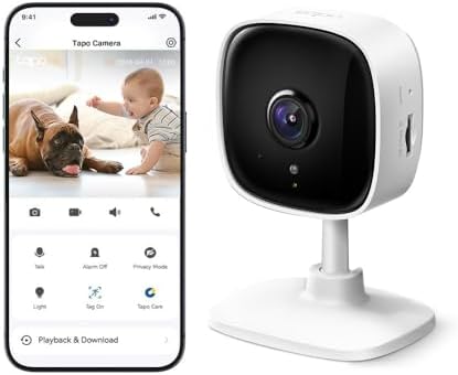 Tapo TP-Link Smart Home Security Wi-Fi Camera, Baby Monitor, 2K 3MP, Free AI Motion &amp; Person Detection, Tracking, Notification, Night Vision, SD Card Slot, Voice Control, No Hub Required (Tapo C210)
