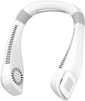 Quiet Portable Neck Fan Cooling - KANHIRO Wearable Ergonomic Bladeless Fan, Rechargeable USB Fan with 3 Speeds & Long Battery Life, Personal Fan for Travel, Camping, Work, Gifts for Women Men (White)