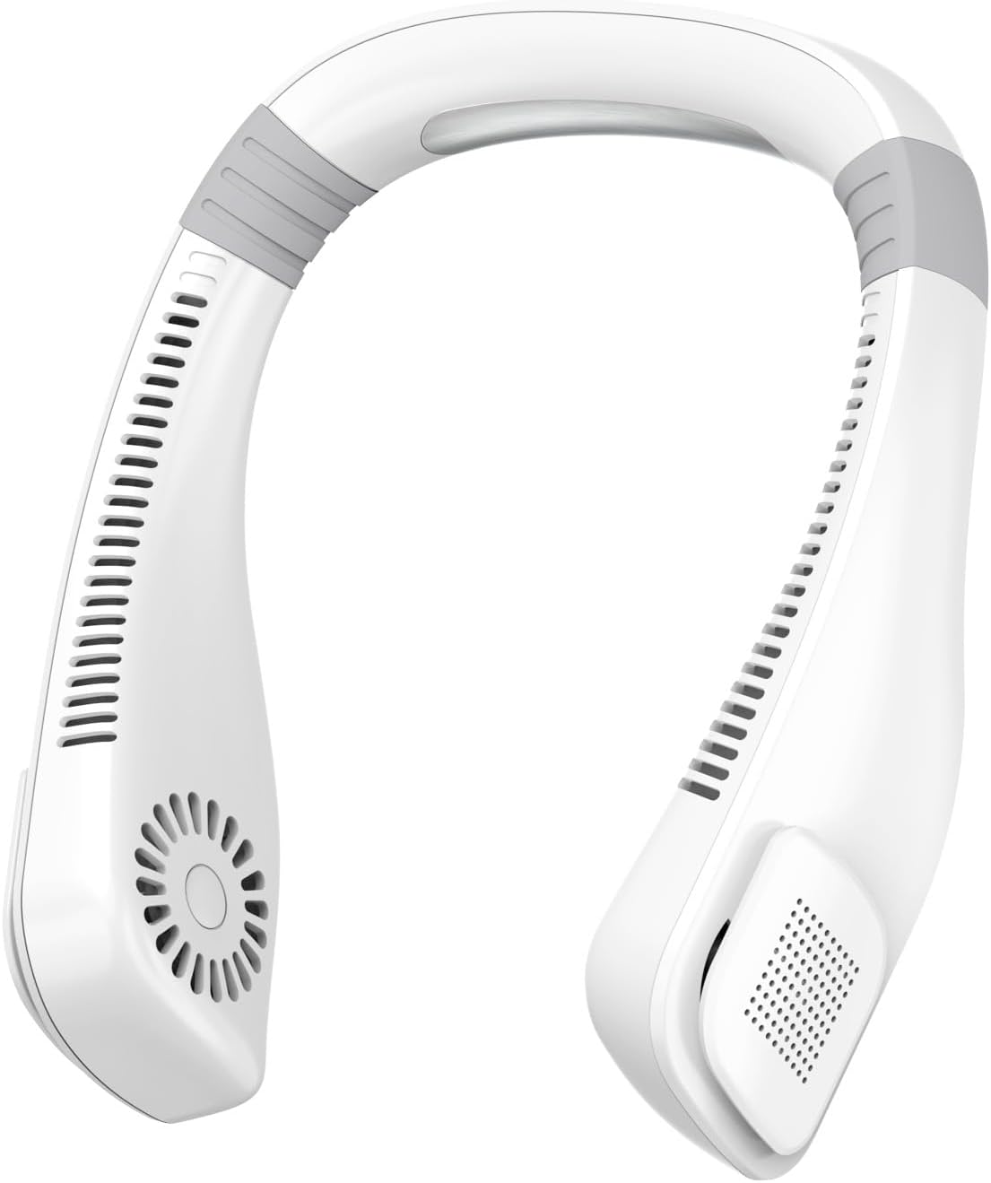 Quiet Portable Neck Fan Cooling - KANHIRO Wearable Ergonomic Bladeless Fan, Rechargeable USB Fan with 3 Speeds & Long Battery Life, Personal Fan for Travel, Camping, Work, Gifts for Women Men (White)