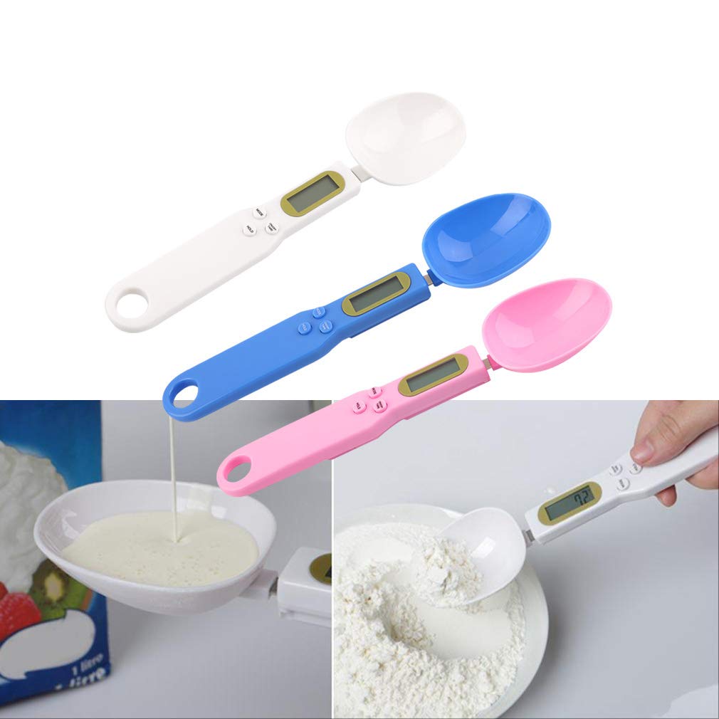 Mengshen Digital Spoon Scale for Kitchen Food High Precision Small Scale with Tare Function Weighing and Measuring Dry Liquid Ingredient Milk Tea Flour Medicine 1.1lb/500g(0.1g) Milligram Scale White
