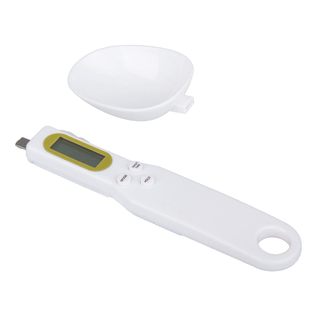 Mengshen Digital Spoon Scale for Kitchen Food High Precision Small Scale with Tare Function Weighing and Measuring Dry Liquid Ingredient Milk Tea Flour Medicine 1.1lb/500g(0.1g) Milligram Scale White