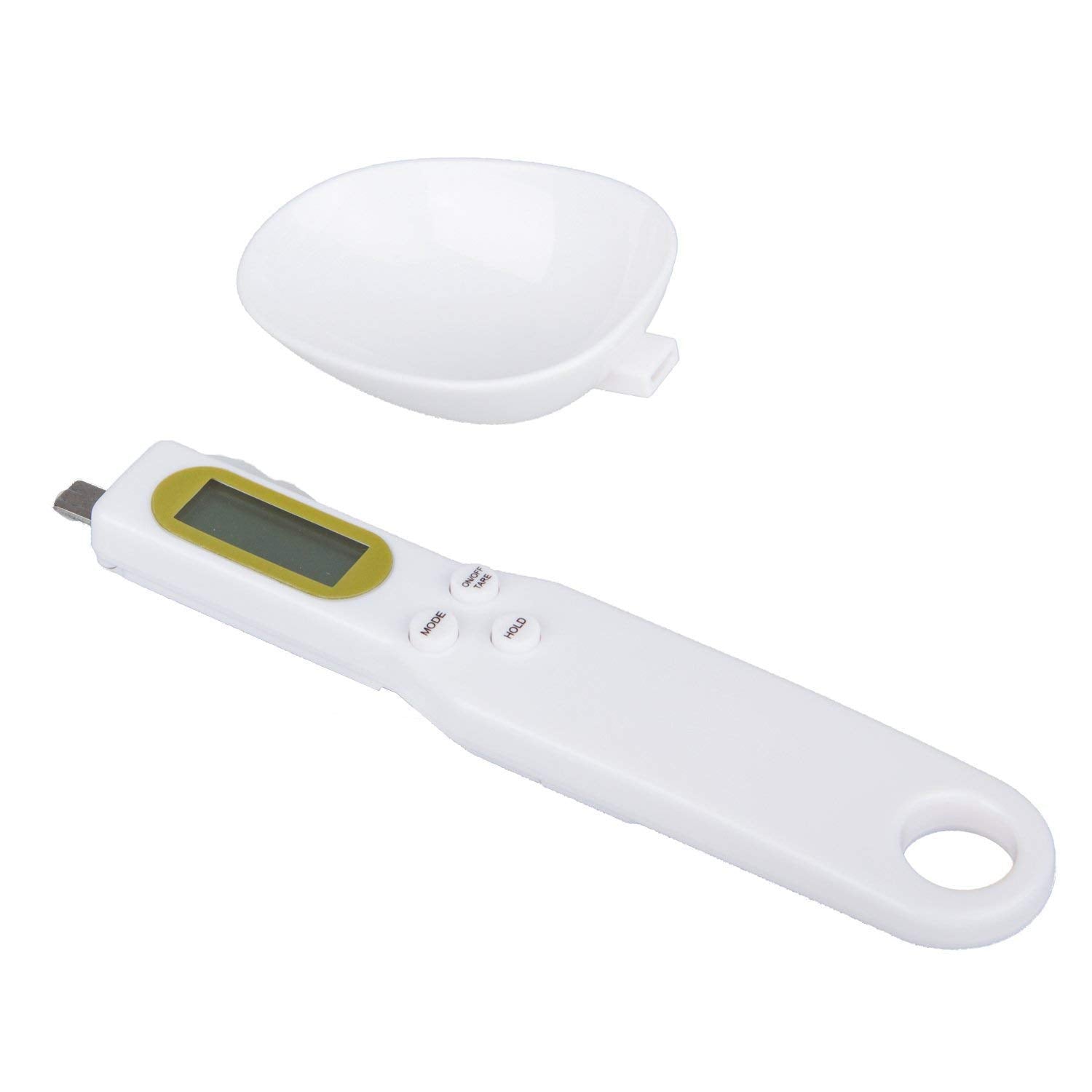 Mengshen Digital Spoon Scale for Kitchen Food High Precision Small Scale with Tare Function Weighing and Measuring Dry Liquid Ingredient Milk Tea Flour Medicine 1.1lb/500g(0.1g) Milligram Scale White