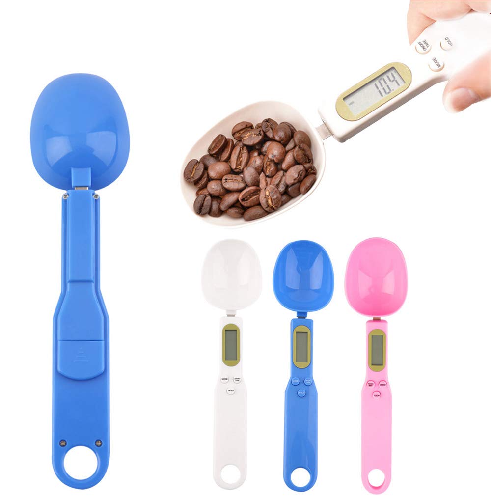 Mengshen Digital Spoon Scale for Kitchen Food High Precision Small Scale with Tare Function Weighing and Measuring Dry Liquid Ingredient Milk Tea Flour Medicine 1.1lb/500g(0.1g) Milligram Scale White