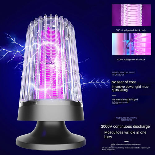 Bug Zapper，Purple Liaht Mosquito Killer lamp with Cleaning Brush, high-Performance 3000V, USB Charging Indoor and Outdoor, Multifunctional Mosquito Killer lamp, Insect Trap (Purple)