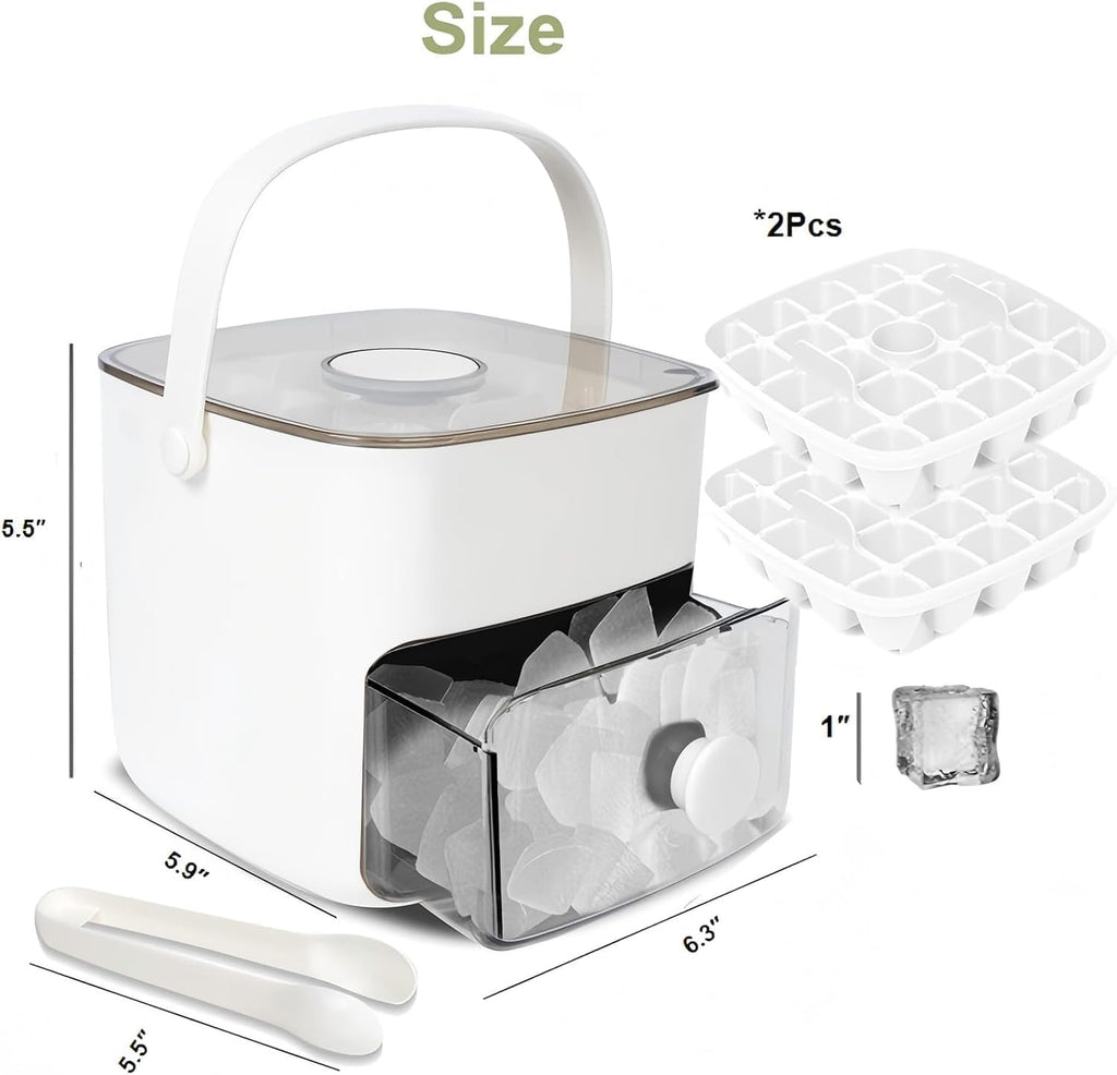 Ice Cube Tray with Lid for Freezer 48 Nuggets,One-Click Press Silicone Ice Cube Tray with Ice Shovel for Freezer BPA Free,Stackable Ice Tray with Storage Ice Bucket Kits