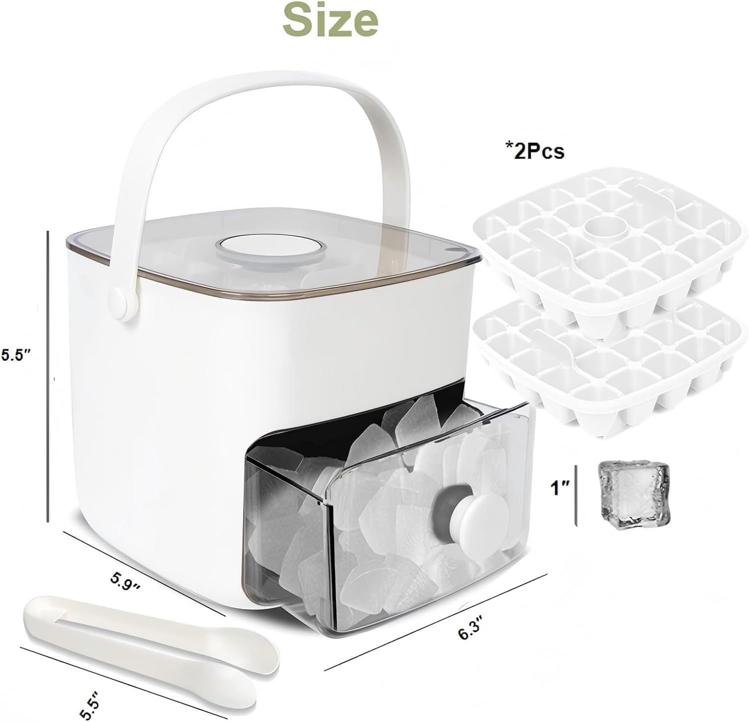 Ice Cube Tray with Lid for Freezer 48 Nuggets,One-Click Press Silicone Ice Cube Tray with Ice Shovel for Freezer BPA Free,Stackable Ice Tray with Storage Ice Bucket Kits