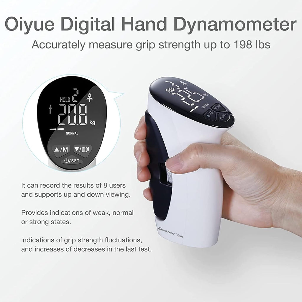 Electronic Grip Powerr Meter - Digital Hand Strength Monitor, Adjustable Grip Force Device | Finger Training Tool with LED Backlit Screen for Strength Testing, Muscle Recovery, and Hand Fitness