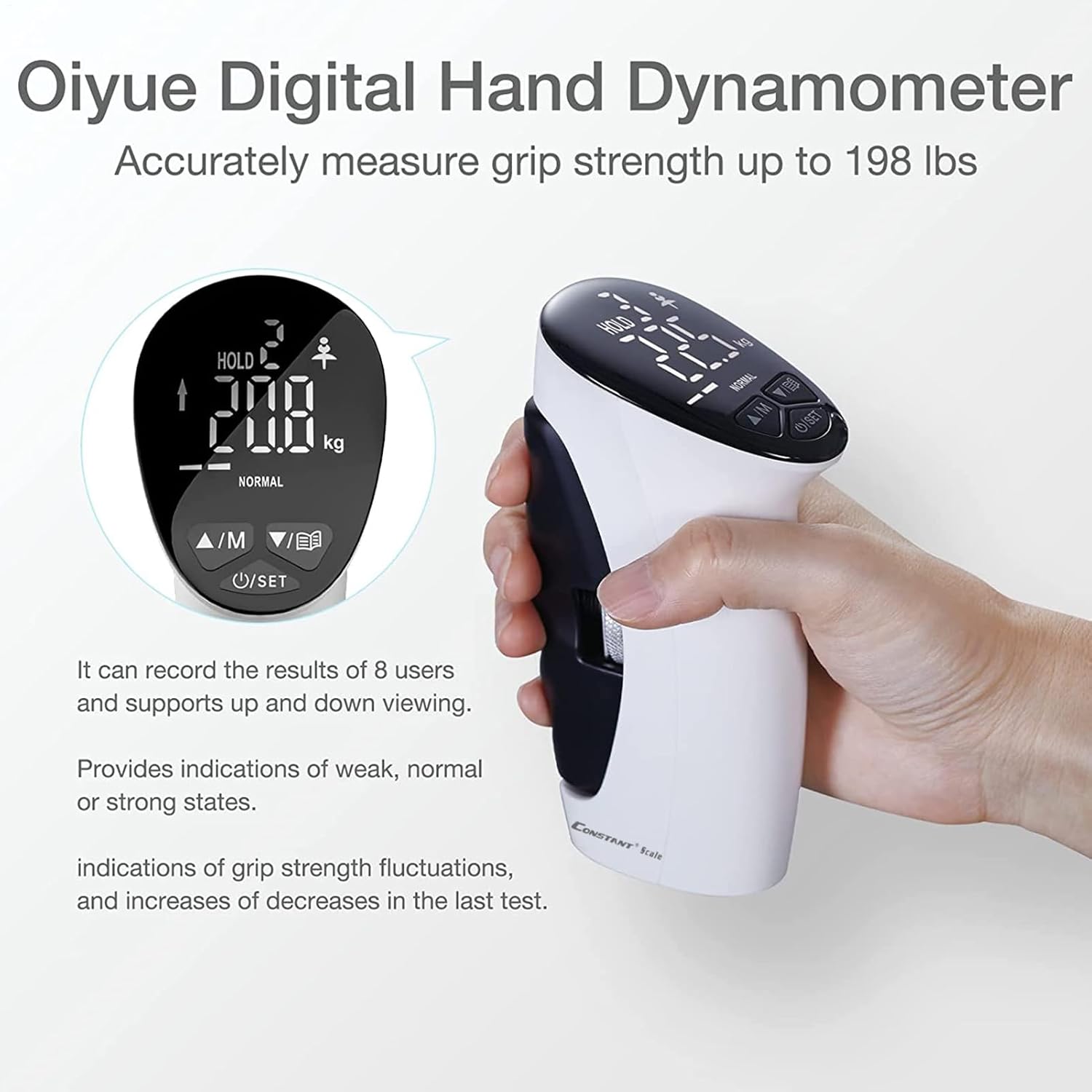 Electronic Grip Powerr Meter - Digital Hand Strength Monitor, Adjustable Grip Force Device | Finger Training Tool with LED Backlit Screen for Strength Testing, Muscle Recovery, and Hand Fitness