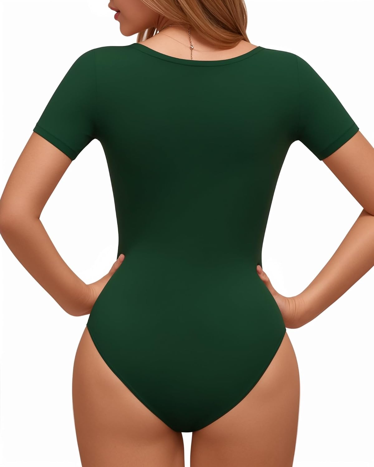 Lotofun Short Sleeve Round Neck Bodysuits For Women Basic Slim Fit Body Suit Shirts Tops