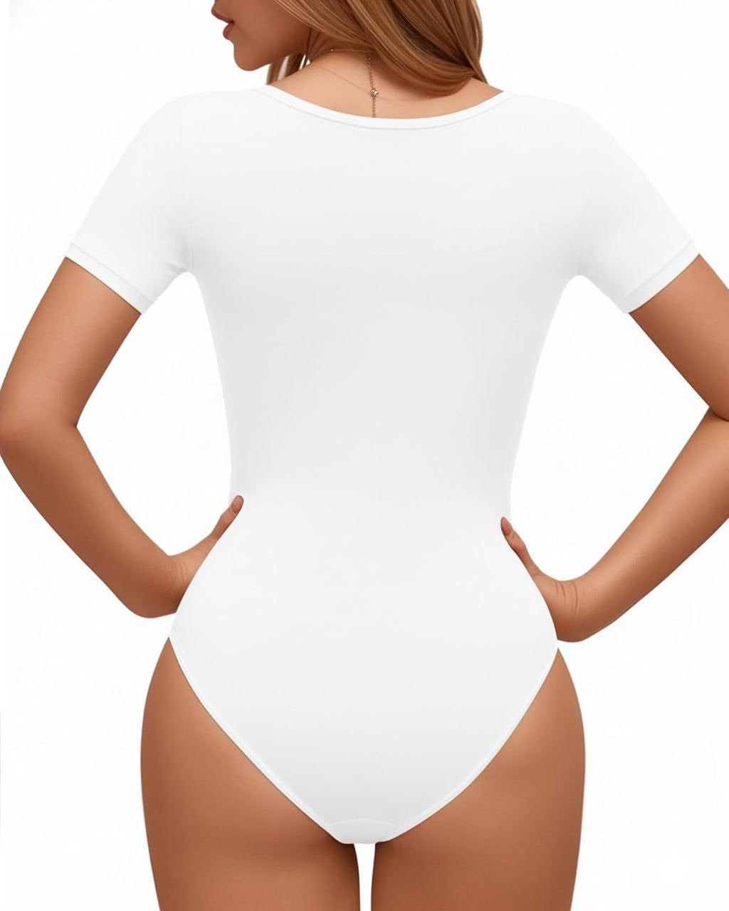 Lotofun Short Sleeve Round Neck Bodysuits For Women Basic Slim Fit Body Suit Shirts Tops