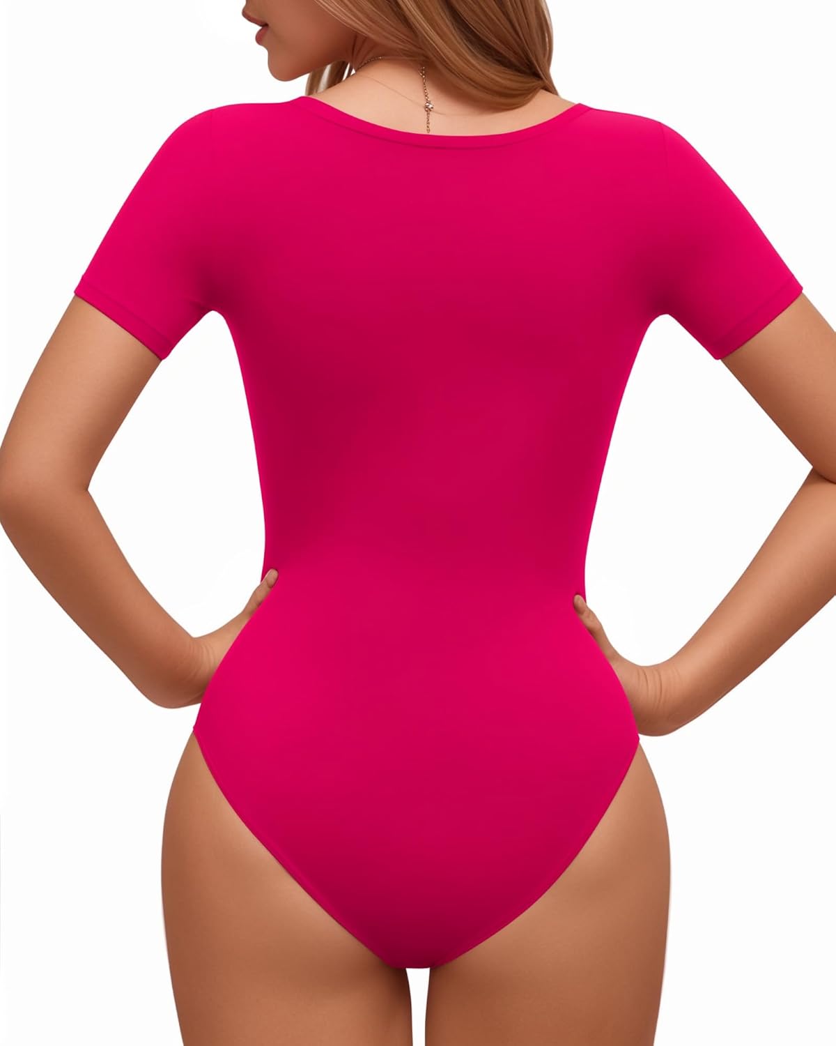Lotofun Short Sleeve Round Neck Bodysuits For Women Basic Slim Fit Body Suit Shirts Tops