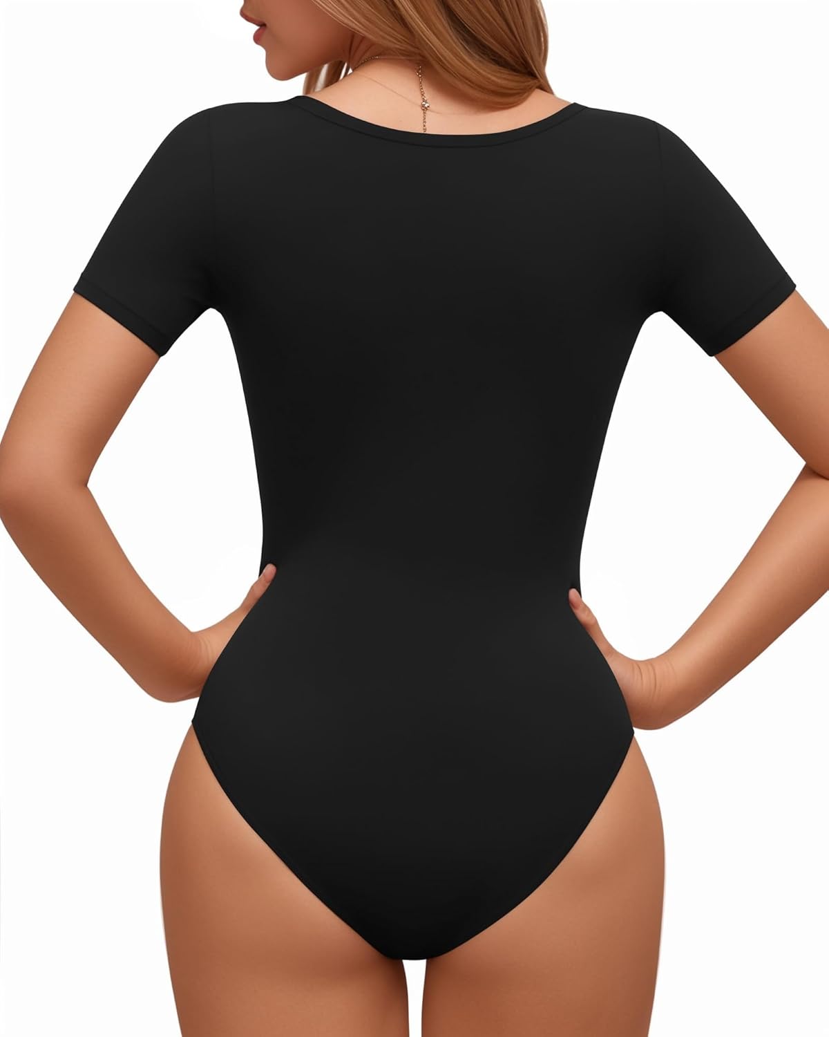 Lotofun Short Sleeve Round Neck Bodysuits For Women Basic Slim Fit Body Suit Shirts Tops