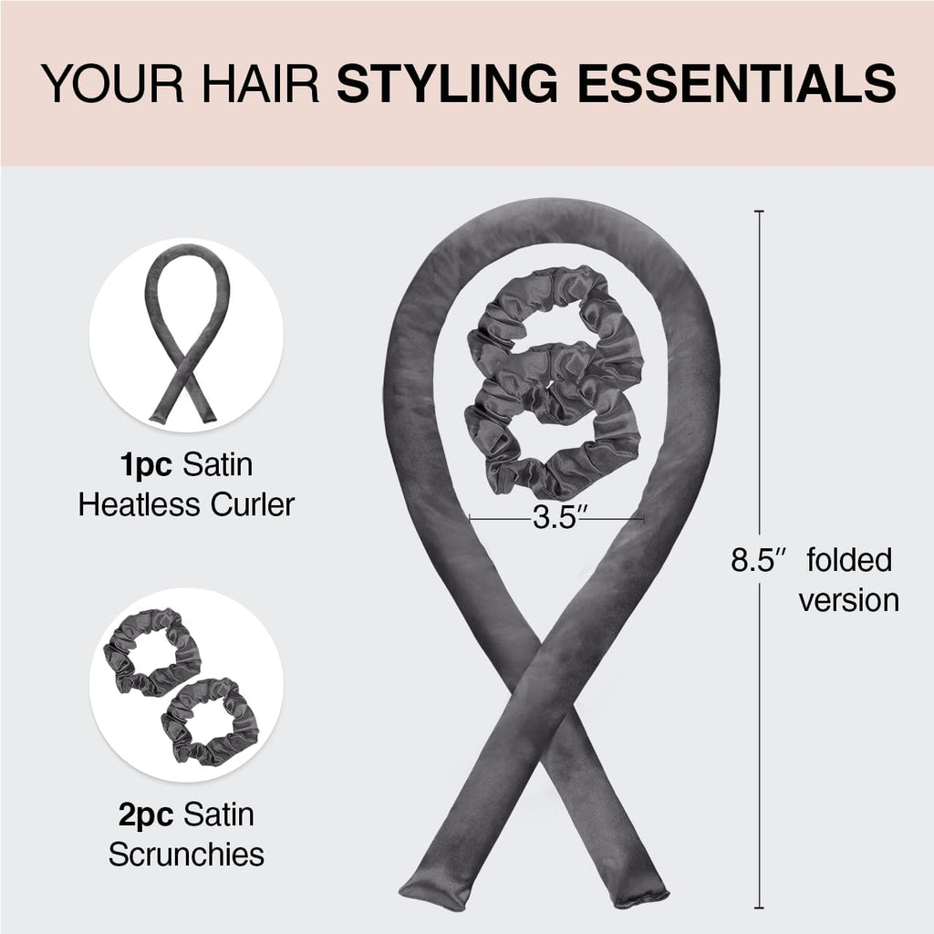 Kitsch Satin Heatless Curling Set - Hair Rollers for Effortless Heatless Curls | Sleep-In Hair Curlers | Includes Hot Rollers & Curling Rod Headband, Achieve Stunning Heatless Hairstyles, SunsetTieDye