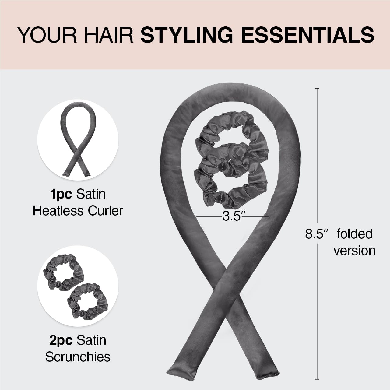 Kitsch Satin Heatless Curling Set - Hair Rollers for Effortless Heatless Curls | Sleep-In Hair Curlers | Includes Hot Rollers & Curling Rod Headband, Achieve Stunning Heatless Hairstyles, SunsetTieDye