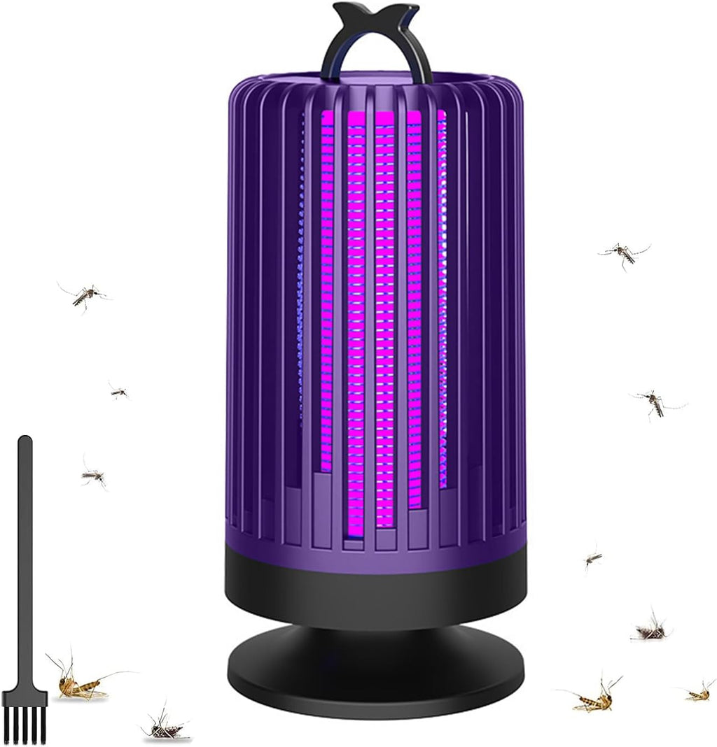 Bug Zapper，Purple Liaht Mosquito Killer lamp with Cleaning Brush, high-Performance 3000V, USB Charging Indoor and Outdoor, Multifunctional Mosquito Killer lamp, Insect Trap (Purple)