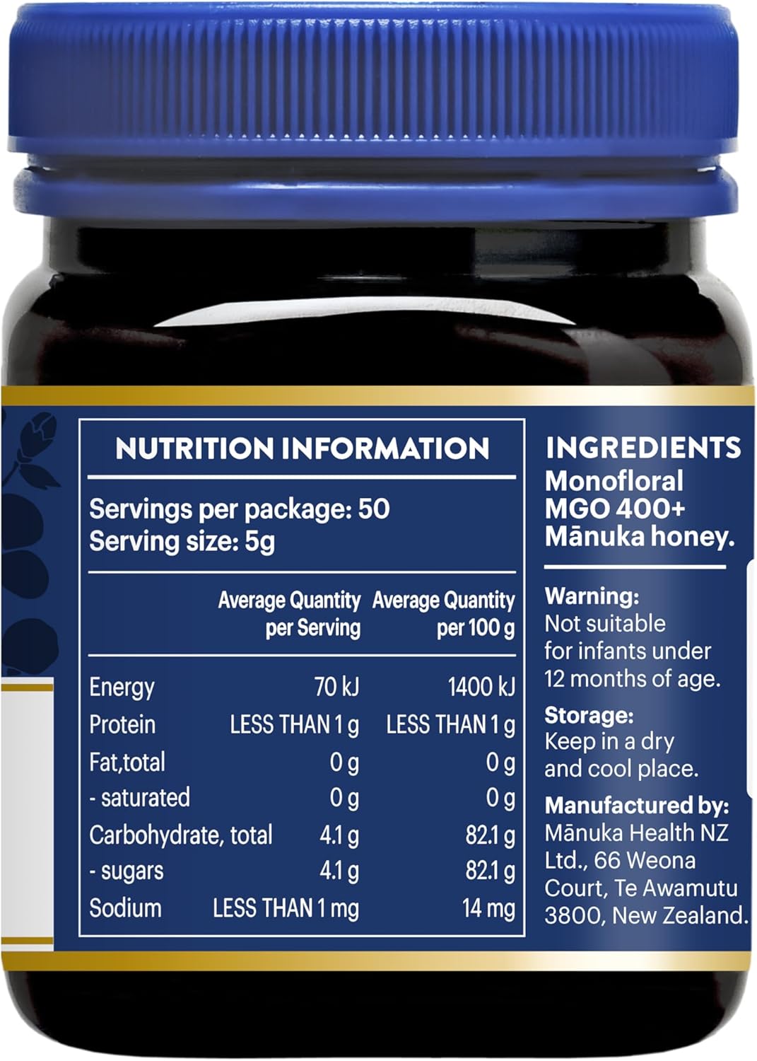 Manuka Health UMF 13+/MGO 400+ Manuka Honey (250g/8.8oz), Superfood, Authentic Raw Honey from New Zealand