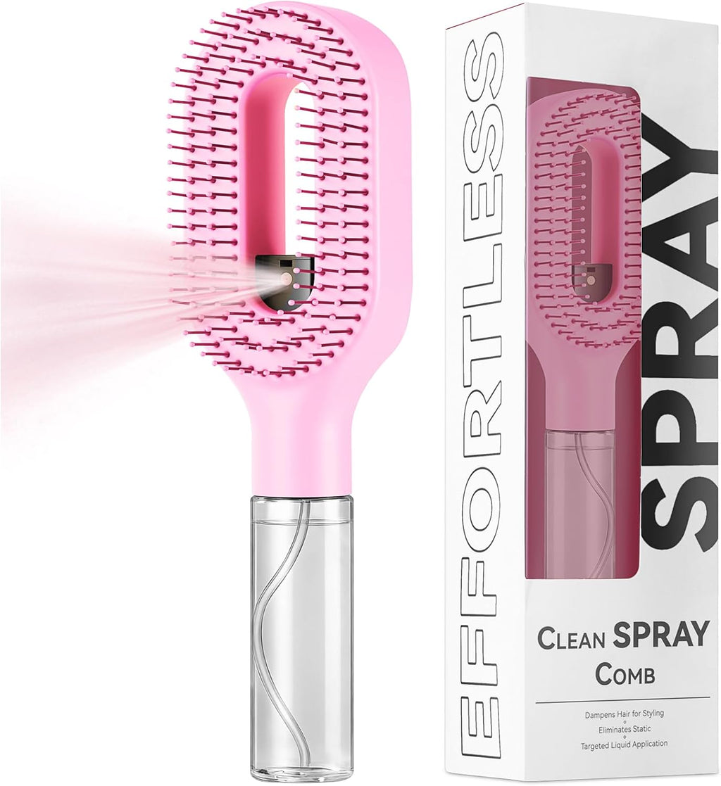 Hairbrush Mister - Hair Mist Sprayer Brush, 2 in 1 Portable Hair Brush with Water Spray for Detangling and Styling(2pCS)