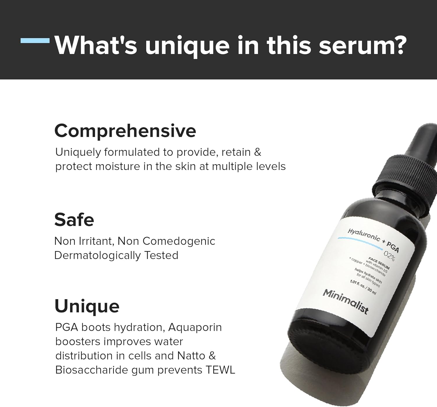 Minimalist 2% Hyaluronic Acid Serum For Intense Hydration, Glowing Skin and Fines Lines | With PGA | Daily Hydrating Face Serum For Women and Men, 30 Ml 1 Fl Oz (Pack Of 1)
