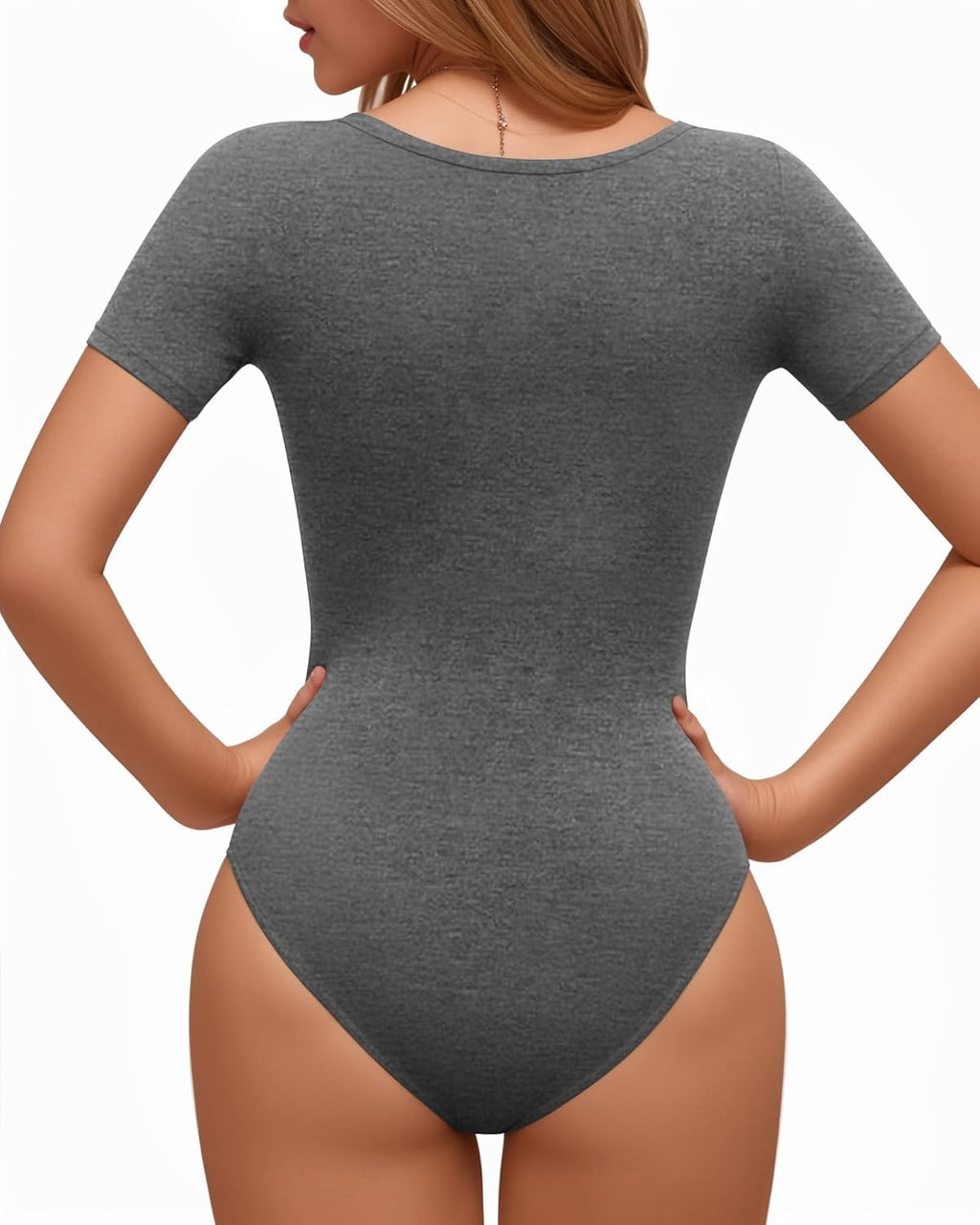 Lotofun Short Sleeve Round Neck Bodysuits For Women Basic Slim Fit Body Suit Shirts Tops