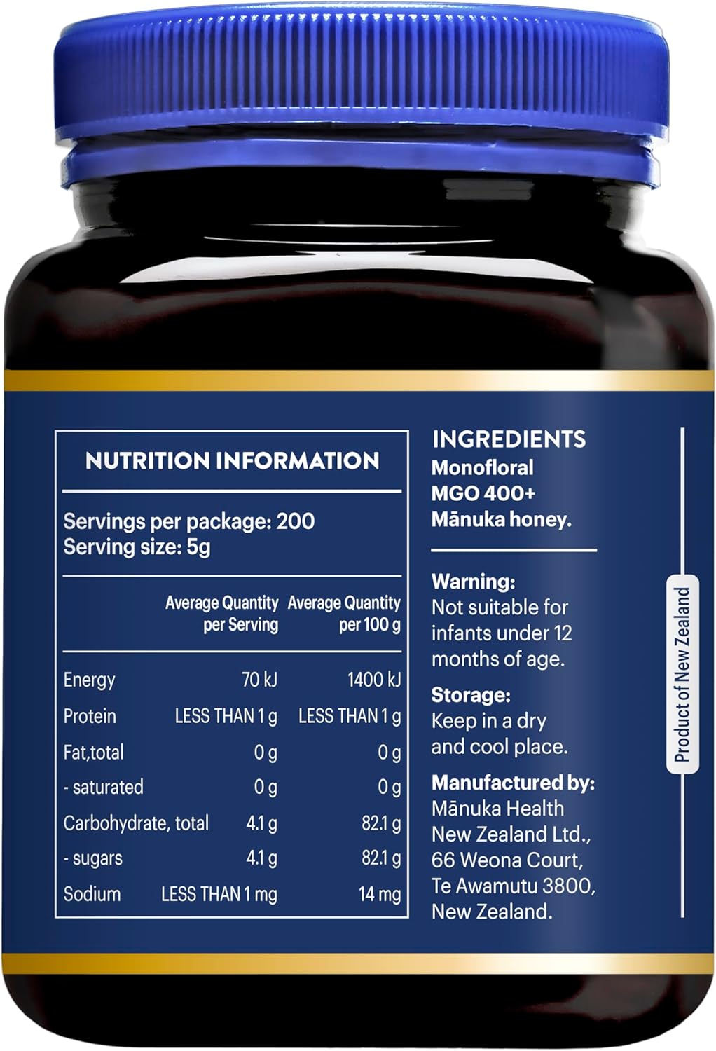 Manuka Health UMF 13+/MGO 400+ Manuka Honey (250g/8.8oz), Superfood, Authentic Raw Honey from New Zealand