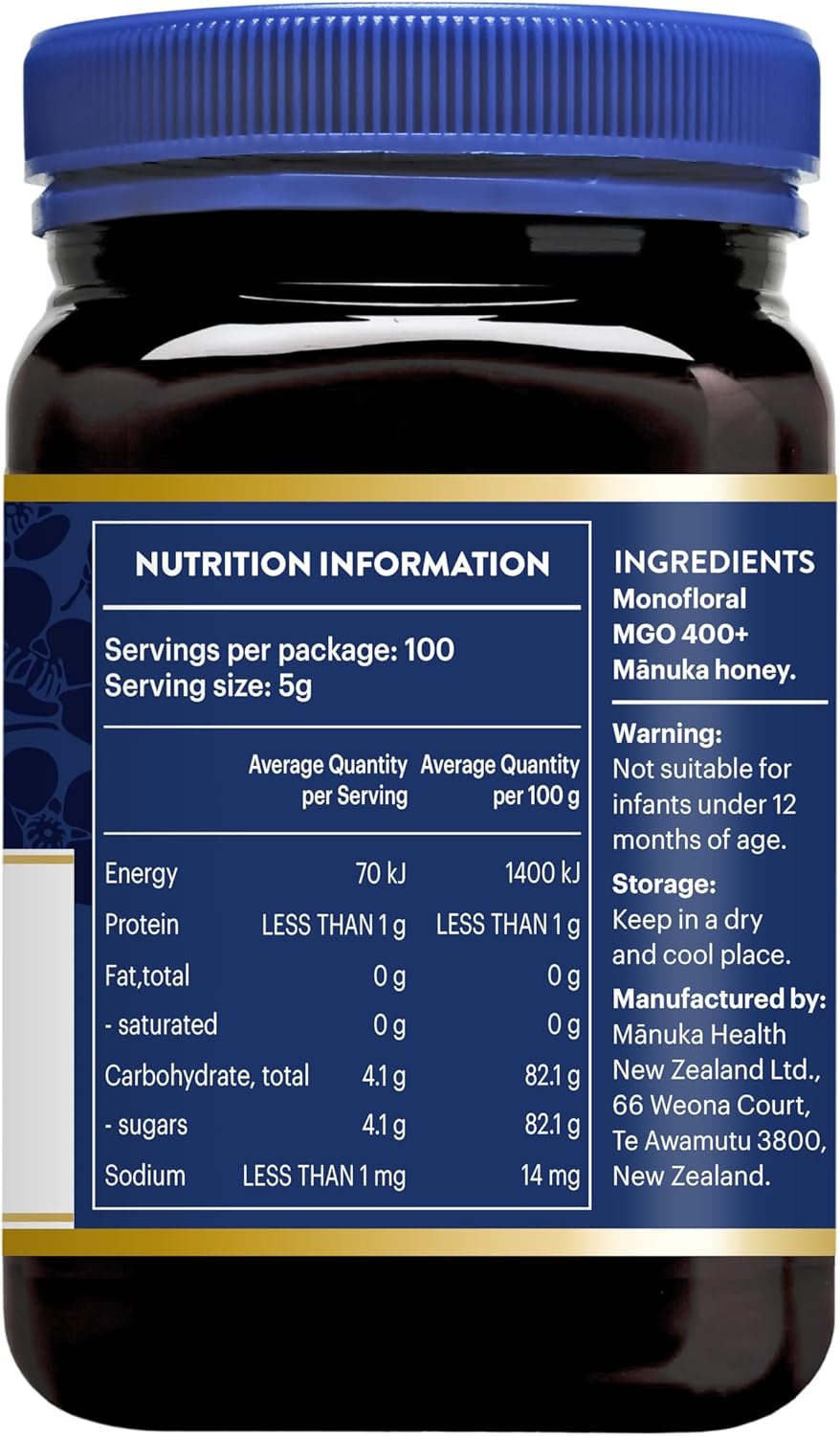 Manuka Health UMF 13+/MGO 400+ Manuka Honey (250g/8.8oz), Superfood, Authentic Raw Honey from New Zealand