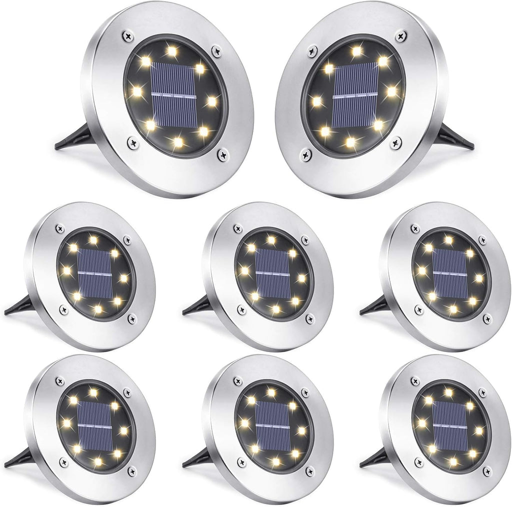 Toodour Solar Lights Outdoor, 16 Pack Solar Ground Lights Waterproof Garden In-Ground Lights - Bright Solar Disk Light Landscape Lighting for Lawn Yard Deck Patio Walkway Outdoor Decor - Warm White