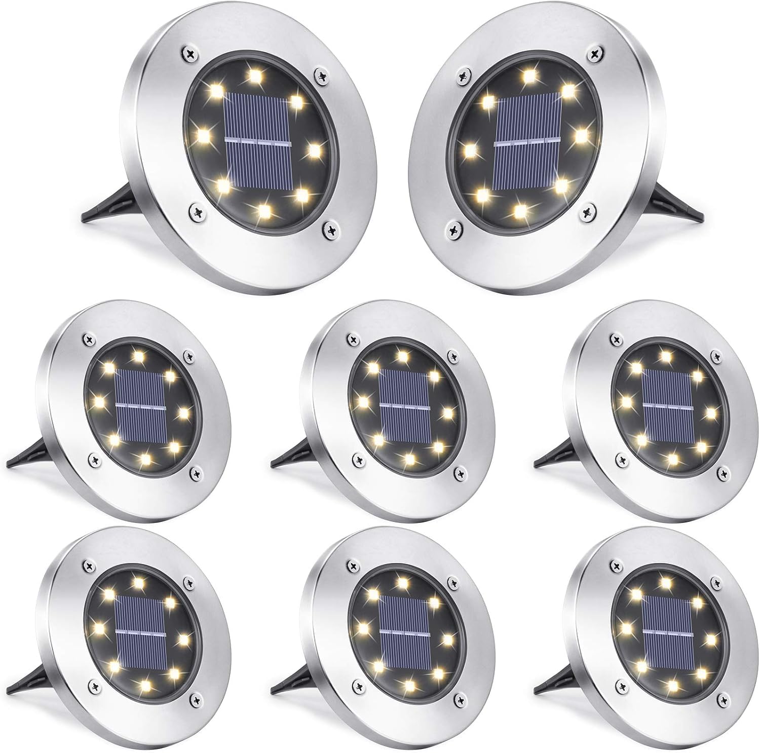 Toodour Solar Lights Outdoor, 16 Pack Solar Ground Lights Waterproof Garden In-Ground Lights - Bright Solar Disk Light Landscape Lighting for Lawn Yard Deck Patio Walkway Outdoor Decor - Warm White