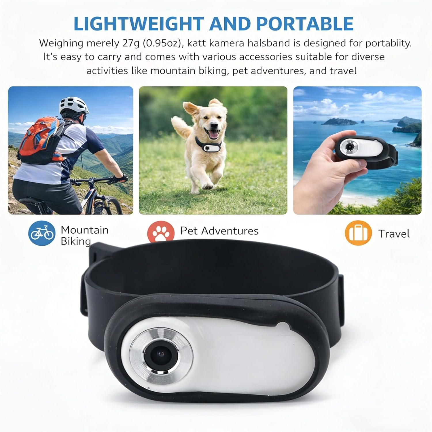 Cat Camera Collar,Digital Display Cat Camera Collar HD 1080P Wireless Pet Camera,170° Wide Angle Lens Small Action Cameras,for Dogs Cats