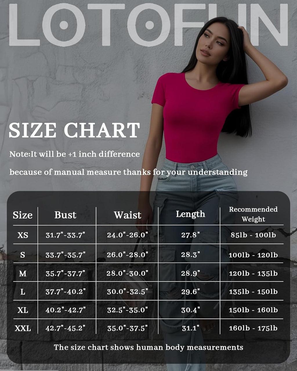 Lotofun Short Sleeve Round Neck Bodysuits For Women Basic Slim Fit Body Suit Shirts Tops