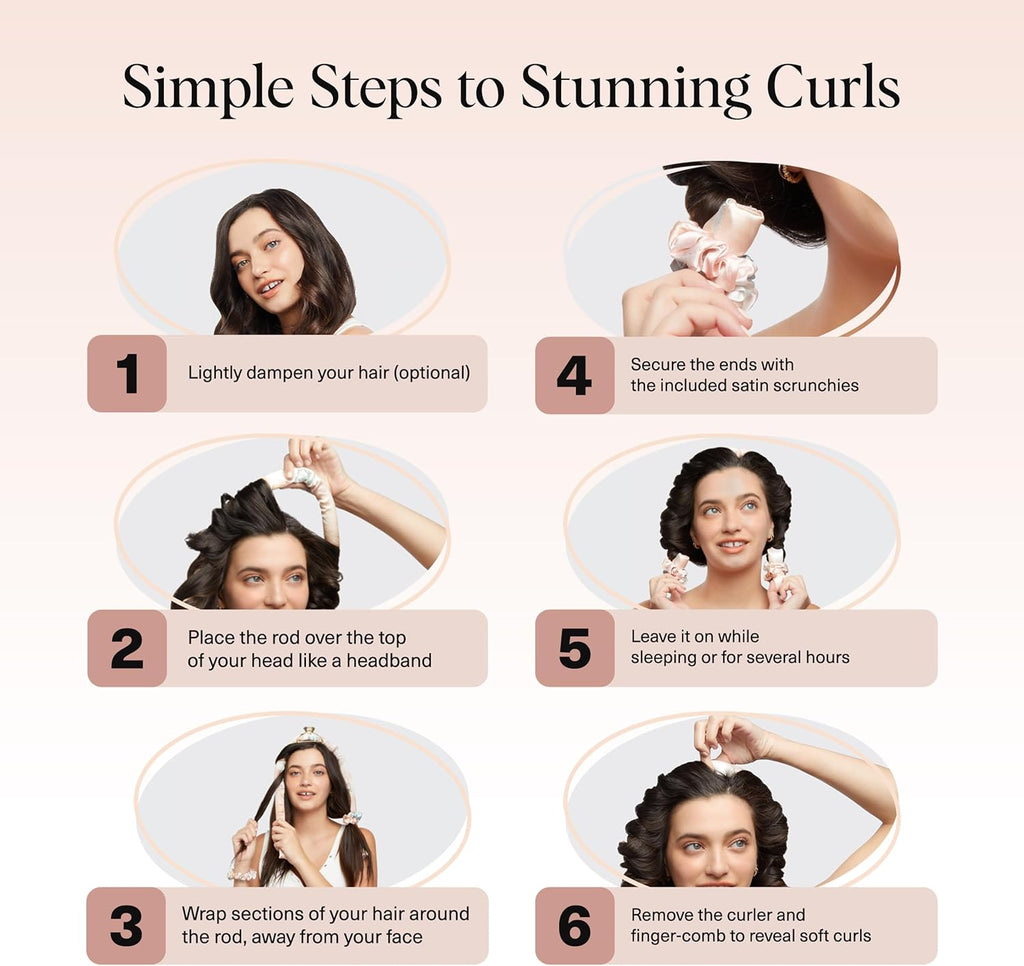 Kitsch Satin Heatless Curling Set - Hair Rollers for Effortless Heatless Curls | Sleep-In Hair Curlers | Includes Hot Rollers & Curling Rod Headband, Achieve Stunning Heatless Hairstyles, SunsetTieDye