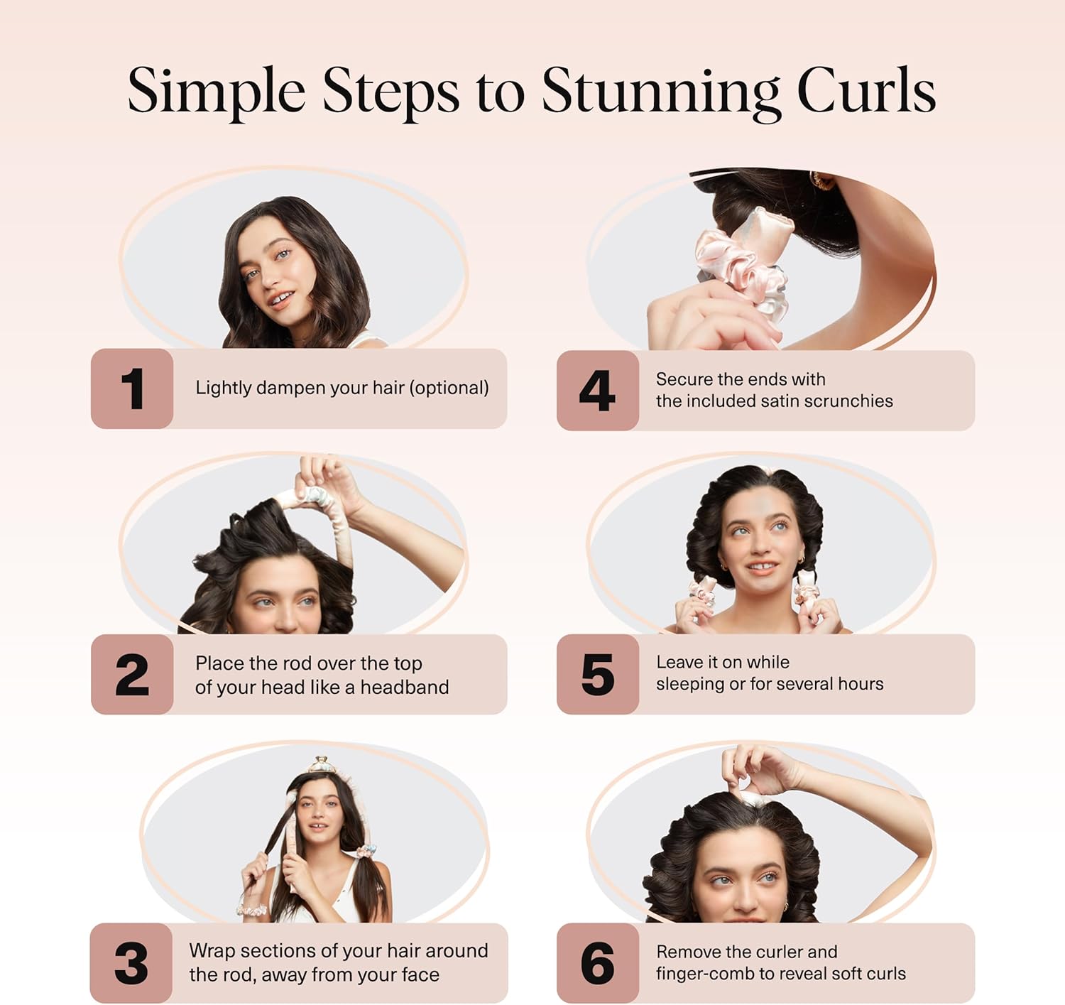 Kitsch Satin Heatless Curling Set - Hair Rollers for Effortless Heatless Curls | Sleep-In Hair Curlers | Includes Hot Rollers & Curling Rod Headband, Achieve Stunning Heatless Hairstyles, SunsetTieDye