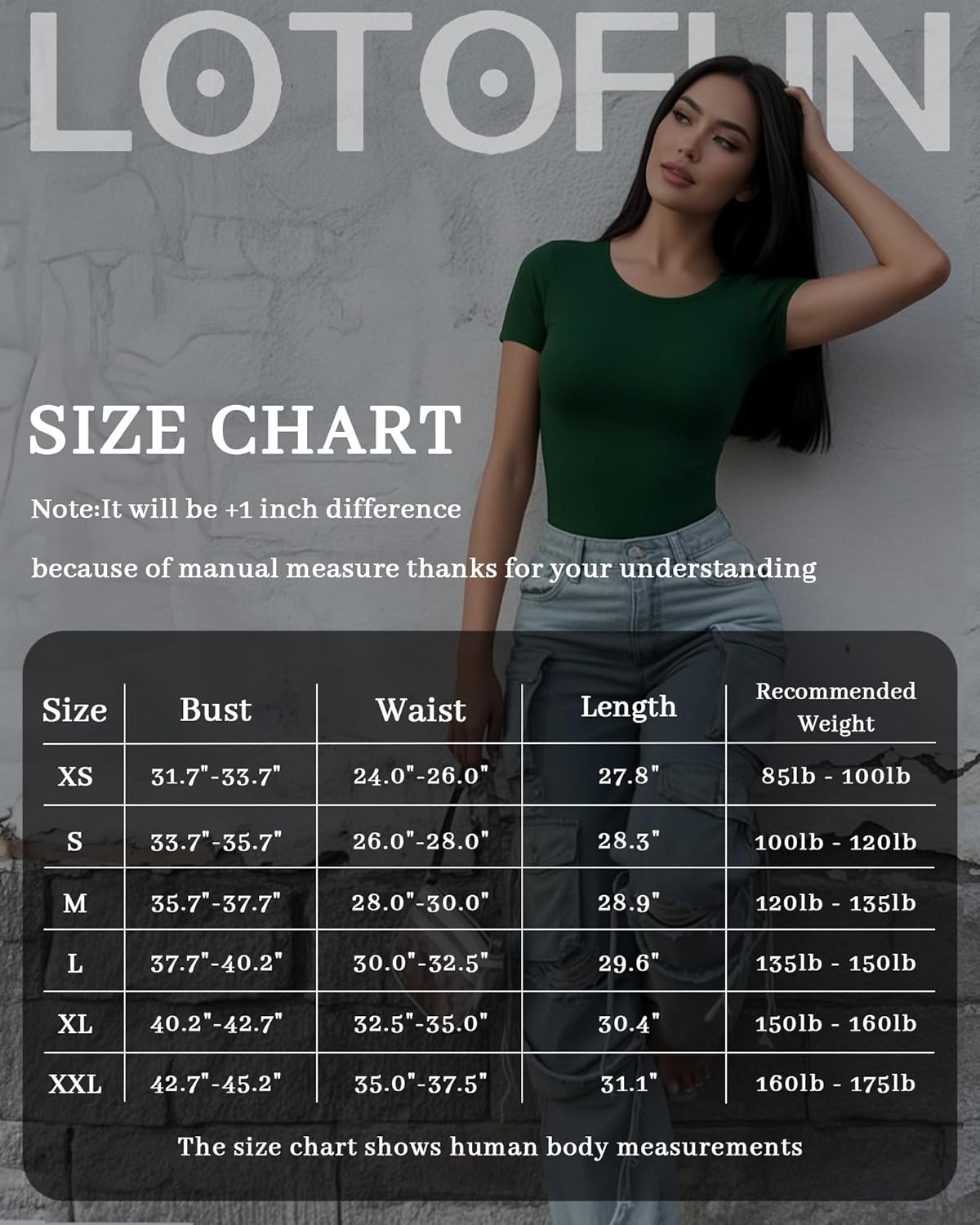 Lotofun Short Sleeve Round Neck Bodysuits For Women Basic Slim Fit Body Suit Shirts Tops