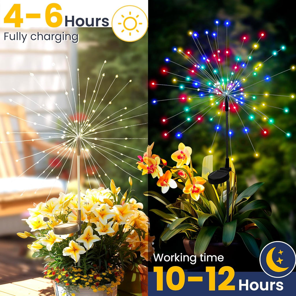 GIGALUMI Garden Outdoor Decor Lights 120LED 2Pack, Solar Garden Lights for Yard Outside Fairy Decorative,Solar Powered for Yard Pathway Flowerbed Planter Balcony Patio Decor（Warm White）