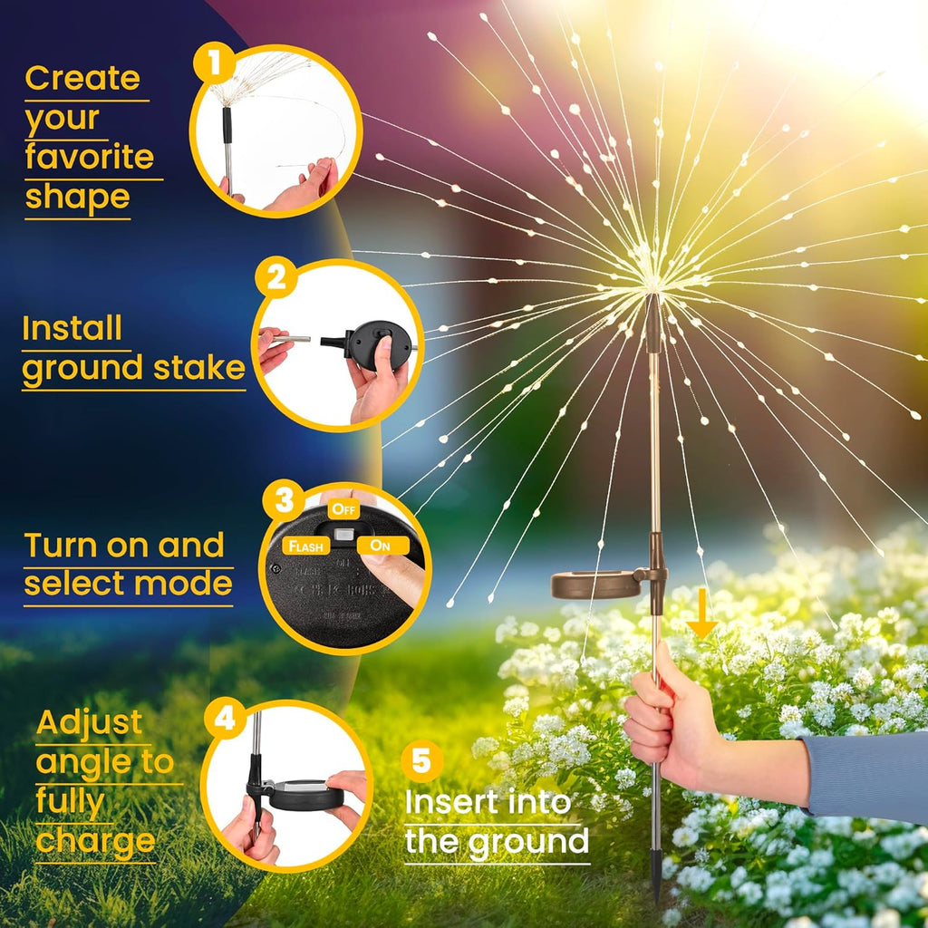 GIGALUMI Garden Outdoor Decor Lights 120LED 2Pack, Solar Garden Lights for Yard Outside Fairy Decorative,Solar Powered for Yard Pathway Flowerbed Planter Balcony Patio Decor（Warm White）