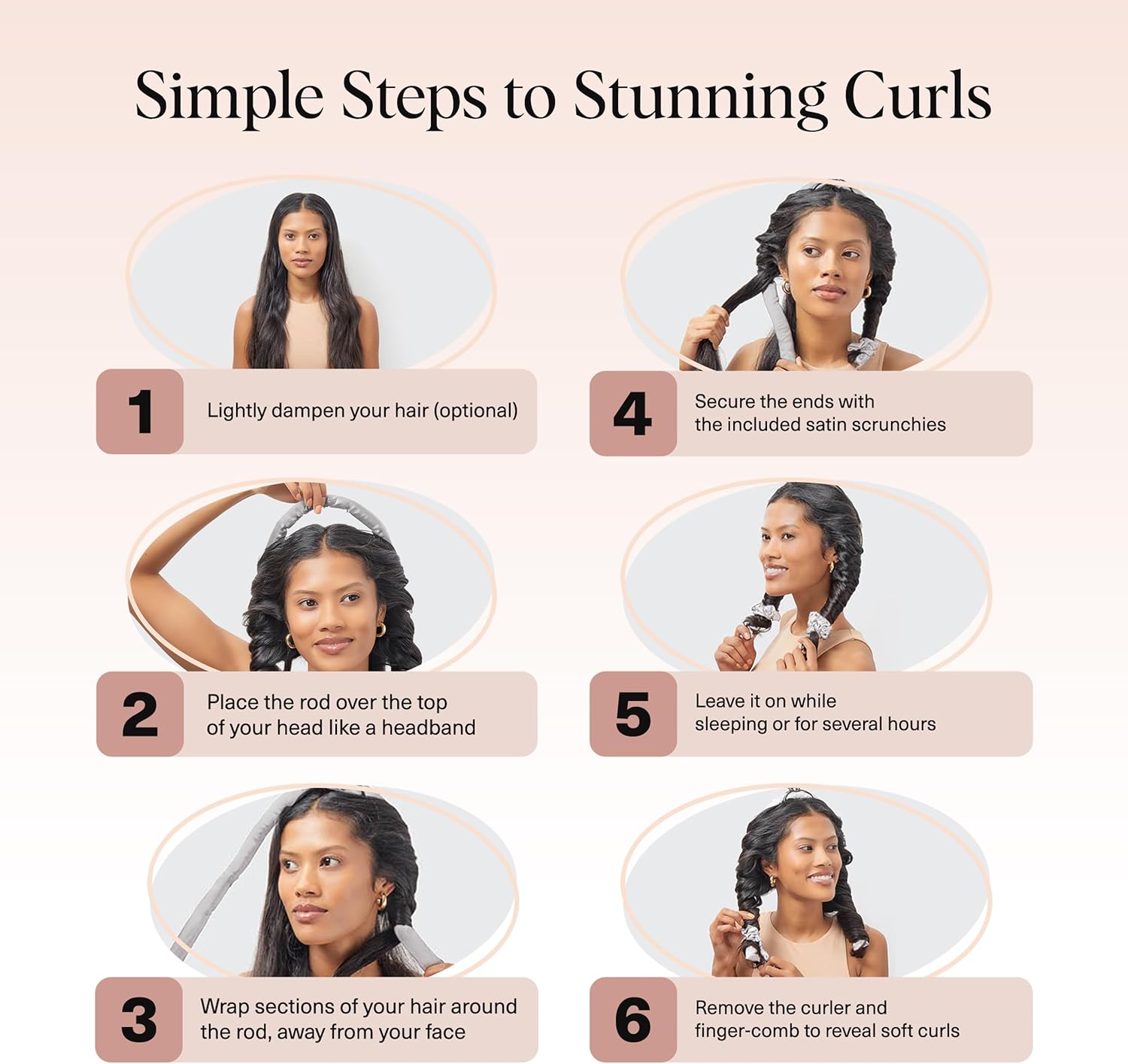 Kitsch Satin Heatless Curling Set - Hair Rollers for Effortless Heatless Curls | Sleep-In Hair Curlers | Includes Hot Rollers & Curling Rod Headband, Achieve Stunning Heatless Hairstyles, SunsetTieDye