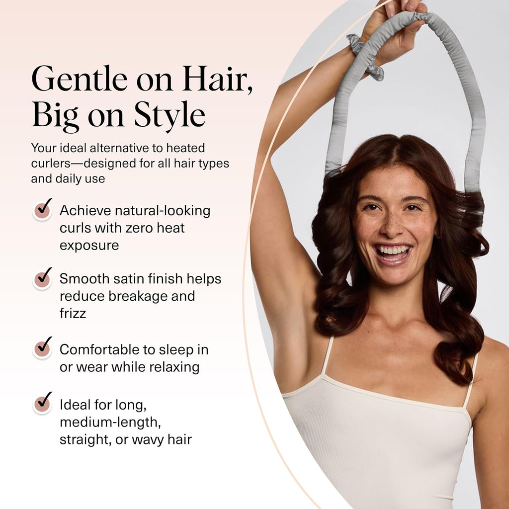 Kitsch Satin Heatless Curling Set - Hair Rollers for Effortless Heatless Curls | Sleep-In Hair Curlers | Includes Hot Rollers & Curling Rod Headband, Achieve Stunning Heatless Hairstyles, SunsetTieDye