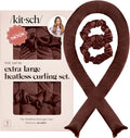 Kitsch Satin Heatless Curling Set - Hair Rollers for Effortless Heatless Curls | Sleep-In Hair Curlers | Includes Hot Rollers & Curling Rod Headband, Achieve Stunning Heatless Hairstyles, SunsetTieDye