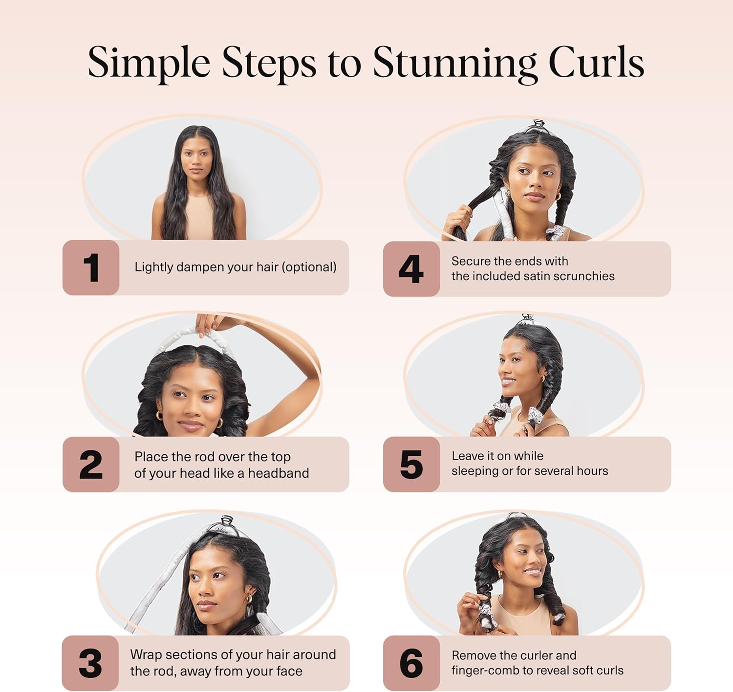 Kitsch Satin Heatless Curling Set - Hair Rollers for Effortless Heatless Curls | Sleep-In Hair Curlers | Includes Hot Rollers & Curling Rod Headband, Achieve Stunning Heatless Hairstyles, SunsetTieDye