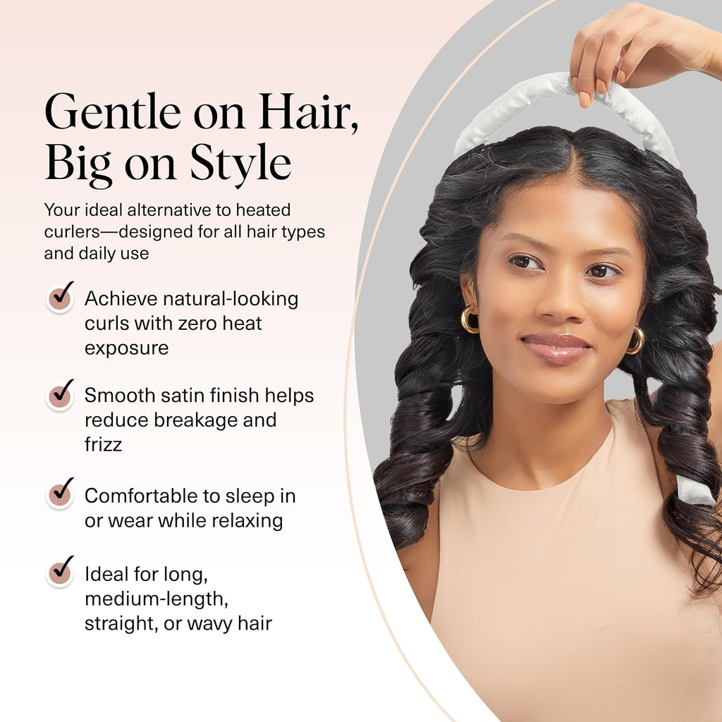Kitsch Satin Heatless Curling Set - Hair Rollers for Effortless Heatless Curls | Sleep-In Hair Curlers | Includes Hot Rollers & Curling Rod Headband, Achieve Stunning Heatless Hairstyles, SunsetTieDye