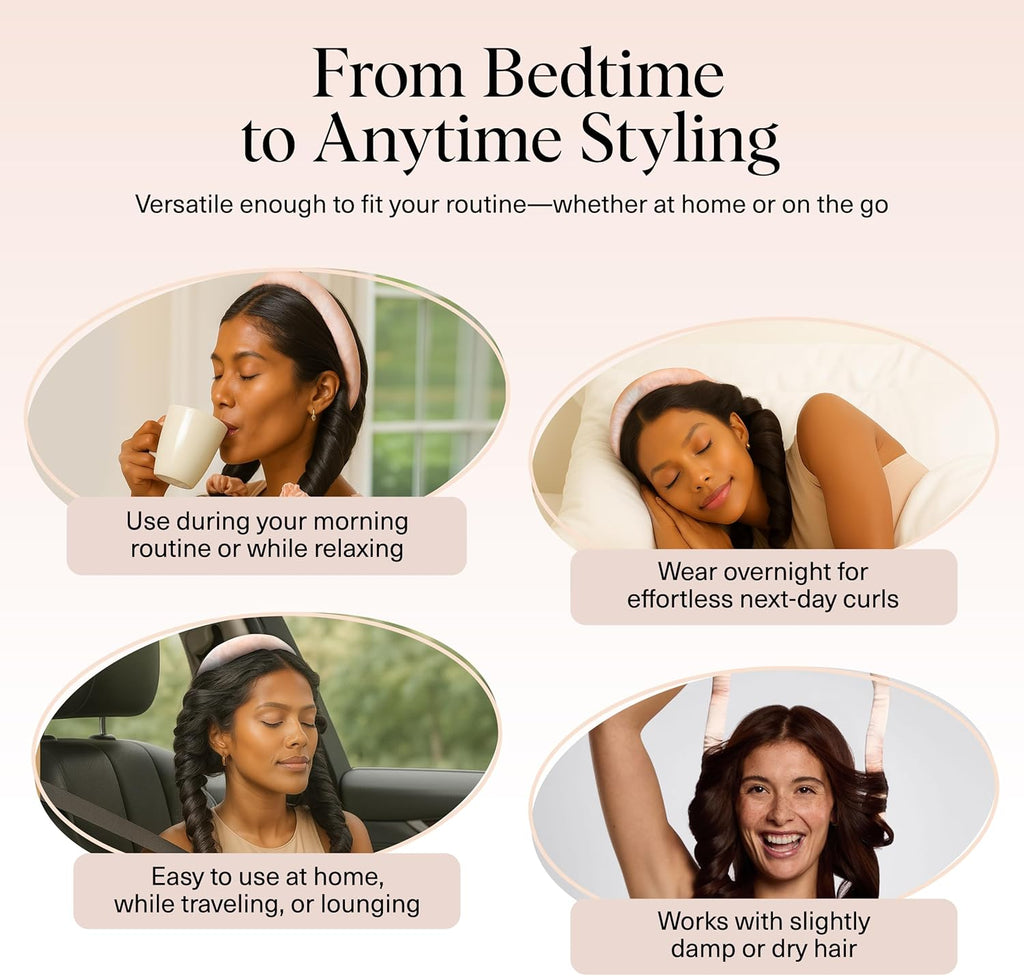 Kitsch Satin Heatless Curling Set - Hair Rollers for Effortless Heatless Curls | Sleep-In Hair Curlers | Includes Hot Rollers & Curling Rod Headband, Achieve Stunning Heatless Hairstyles, SunsetTieDye
