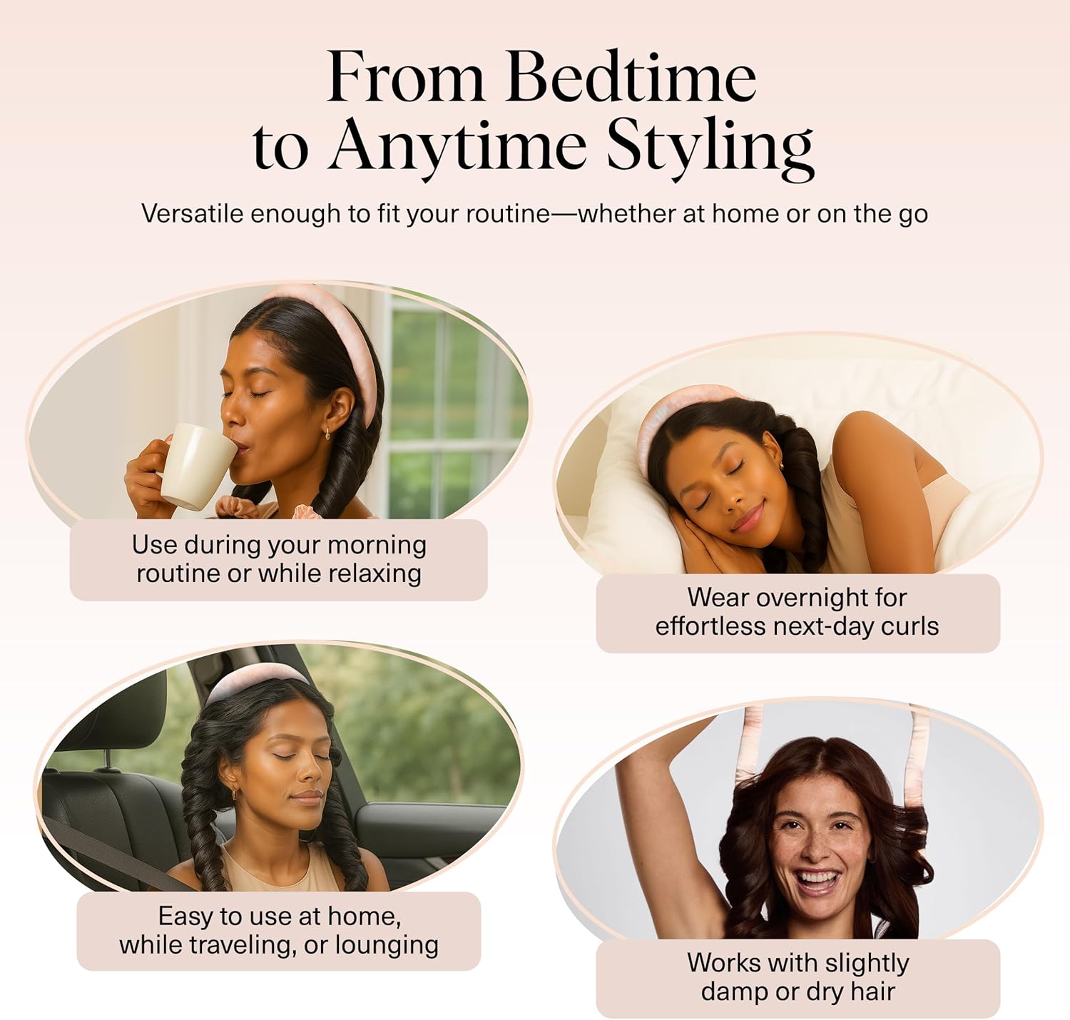 Kitsch Satin Heatless Curling Set - Hair Rollers for Effortless Heatless Curls | Sleep-In Hair Curlers | Includes Hot Rollers & Curling Rod Headband, Achieve Stunning Heatless Hairstyles, SunsetTieDye