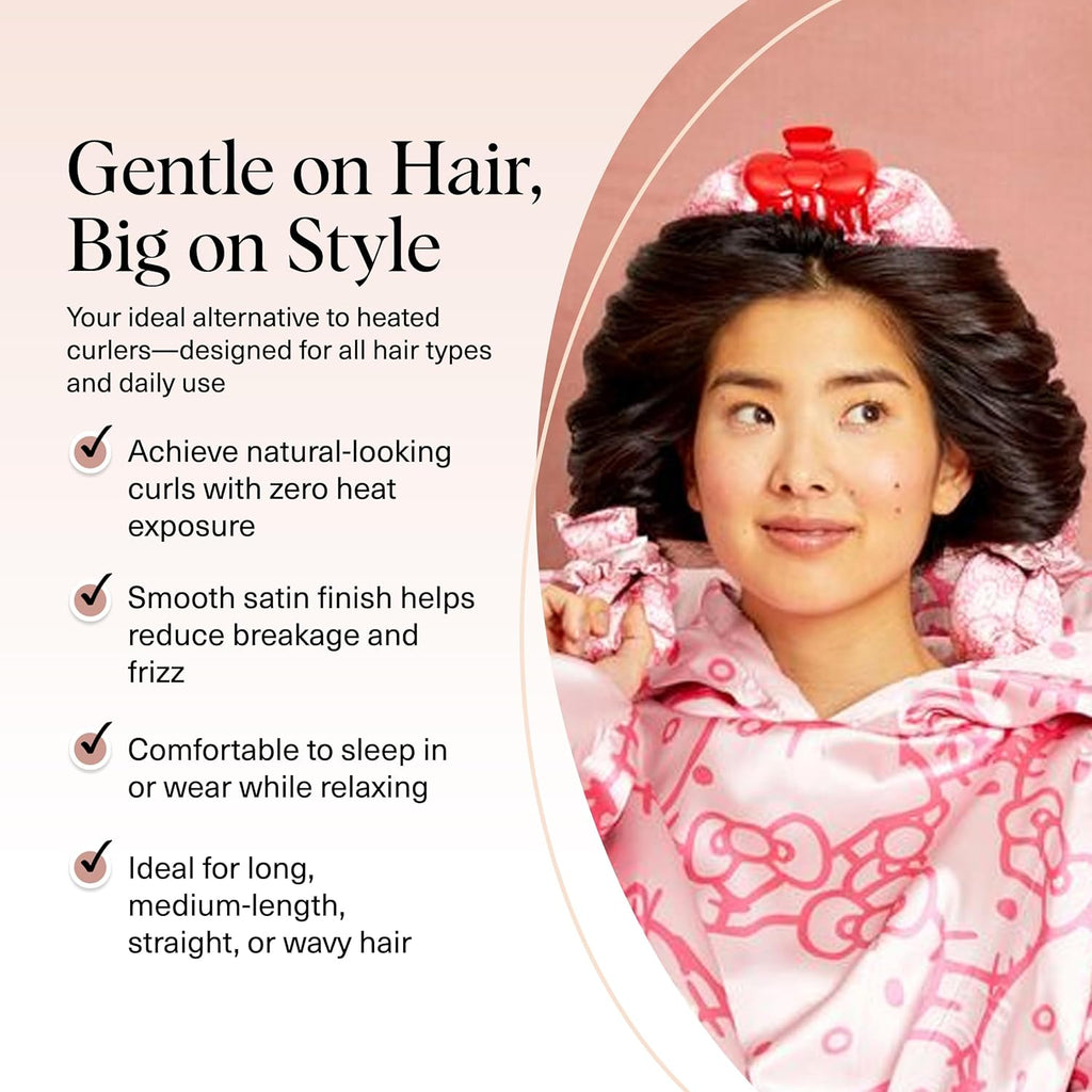 Kitsch Satin Heatless Curling Set - Hair Rollers for Effortless Heatless Curls | Sleep-In Hair Curlers | Includes Hot Rollers & Curling Rod Headband, Achieve Stunning Heatless Hairstyles, SunsetTieDye
