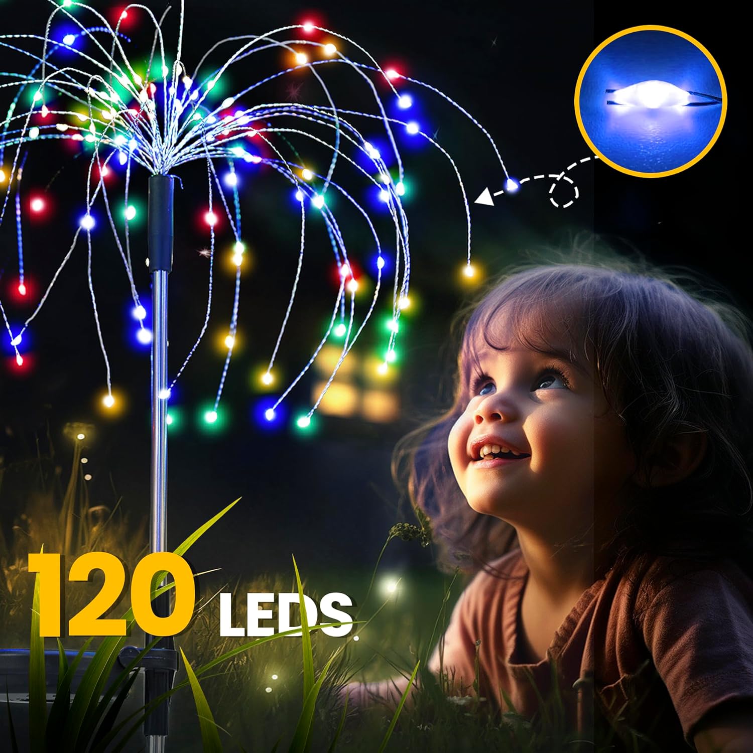 GIGALUMI Garden Outdoor Decor Lights 120LED 2Pack, Solar Garden Lights for Yard Outside Fairy Decorative,Solar Powered for Yard Pathway Flowerbed Planter Balcony Patio Decor（Warm White）