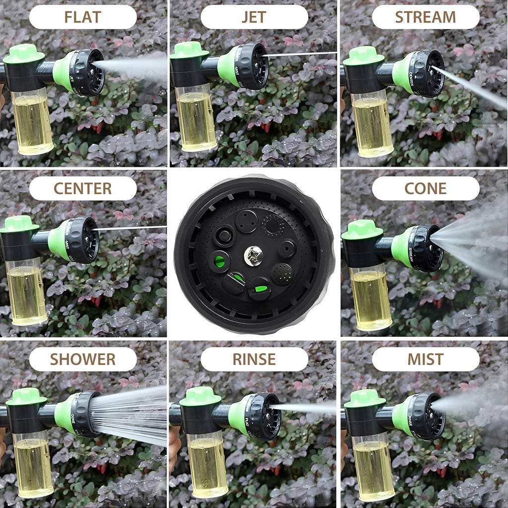 Garden Hose Foam Sprayer, 8 Patterns High Pressure Nozzles Watering Sprayer Soap Dispenser with Soap Reservoir for Car Washing Pets Shower Plants Watering
