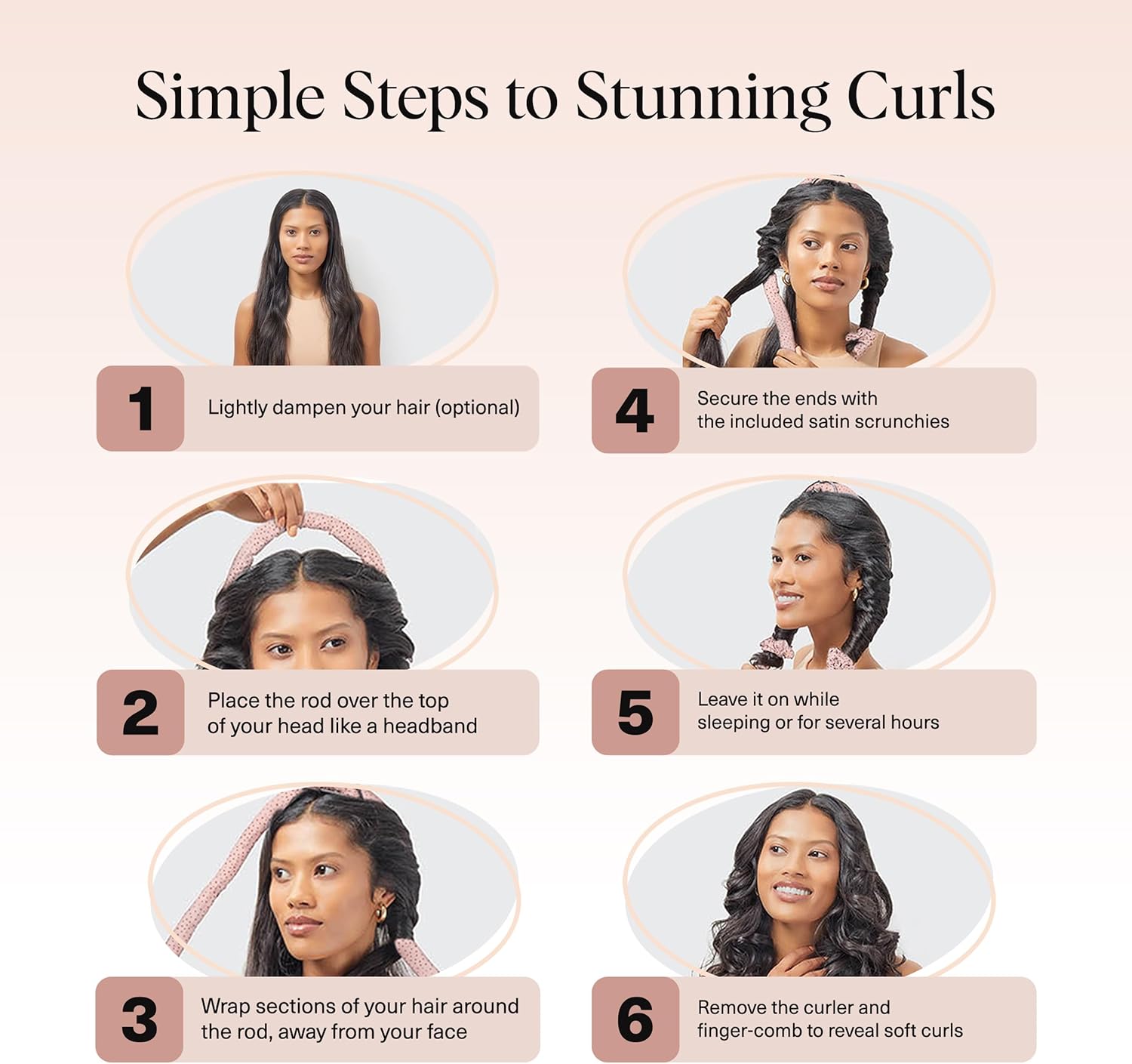 Kitsch Satin Heatless Curling Set - Hair Rollers for Effortless Heatless Curls | Sleep-In Hair Curlers | Includes Hot Rollers & Curling Rod Headband, Achieve Stunning Heatless Hairstyles, SunsetTieDye
