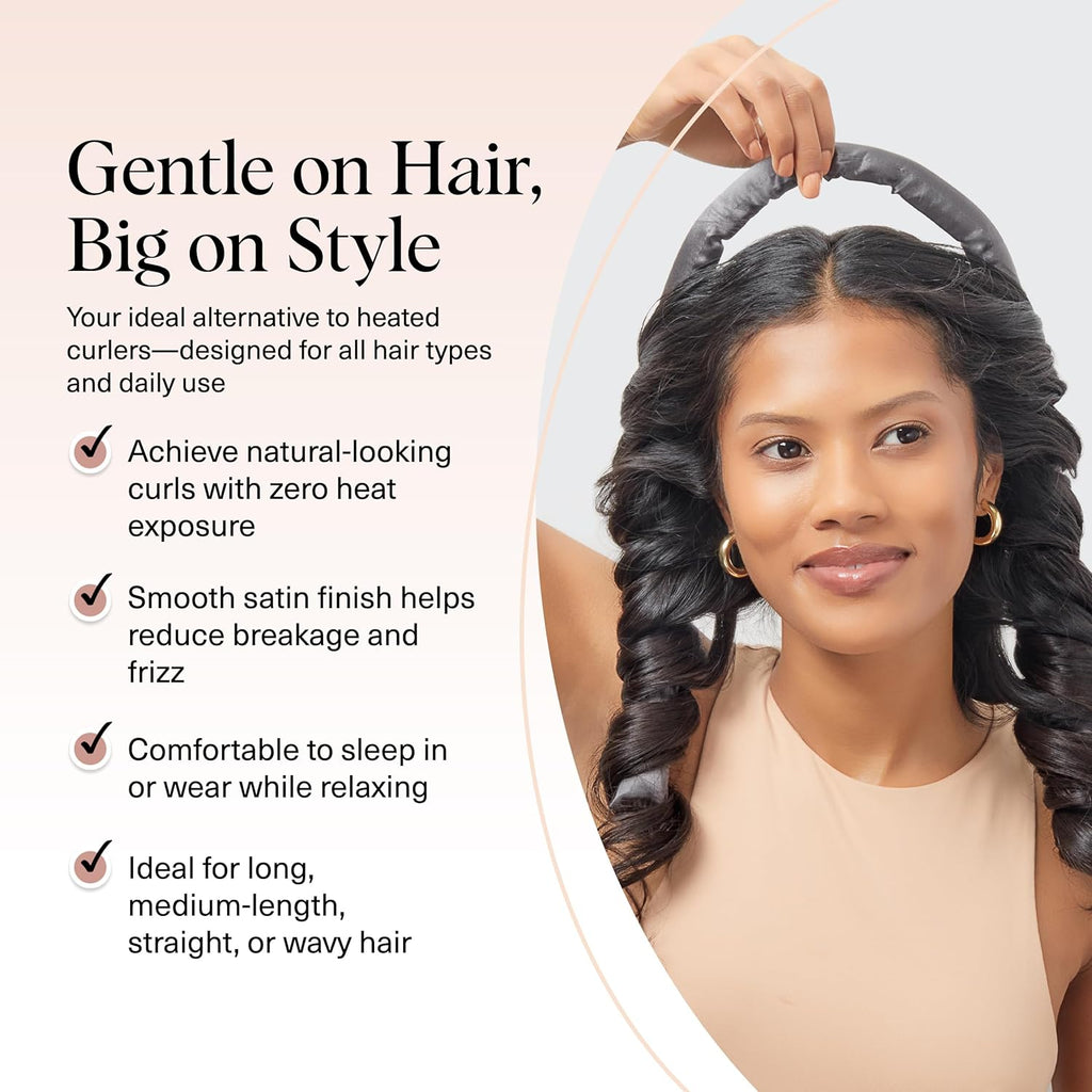 Kitsch Satin Heatless Curling Set - Hair Rollers for Effortless Heatless Curls | Sleep-In Hair Curlers | Includes Hot Rollers & Curling Rod Headband, Achieve Stunning Heatless Hairstyles, SunsetTieDye
