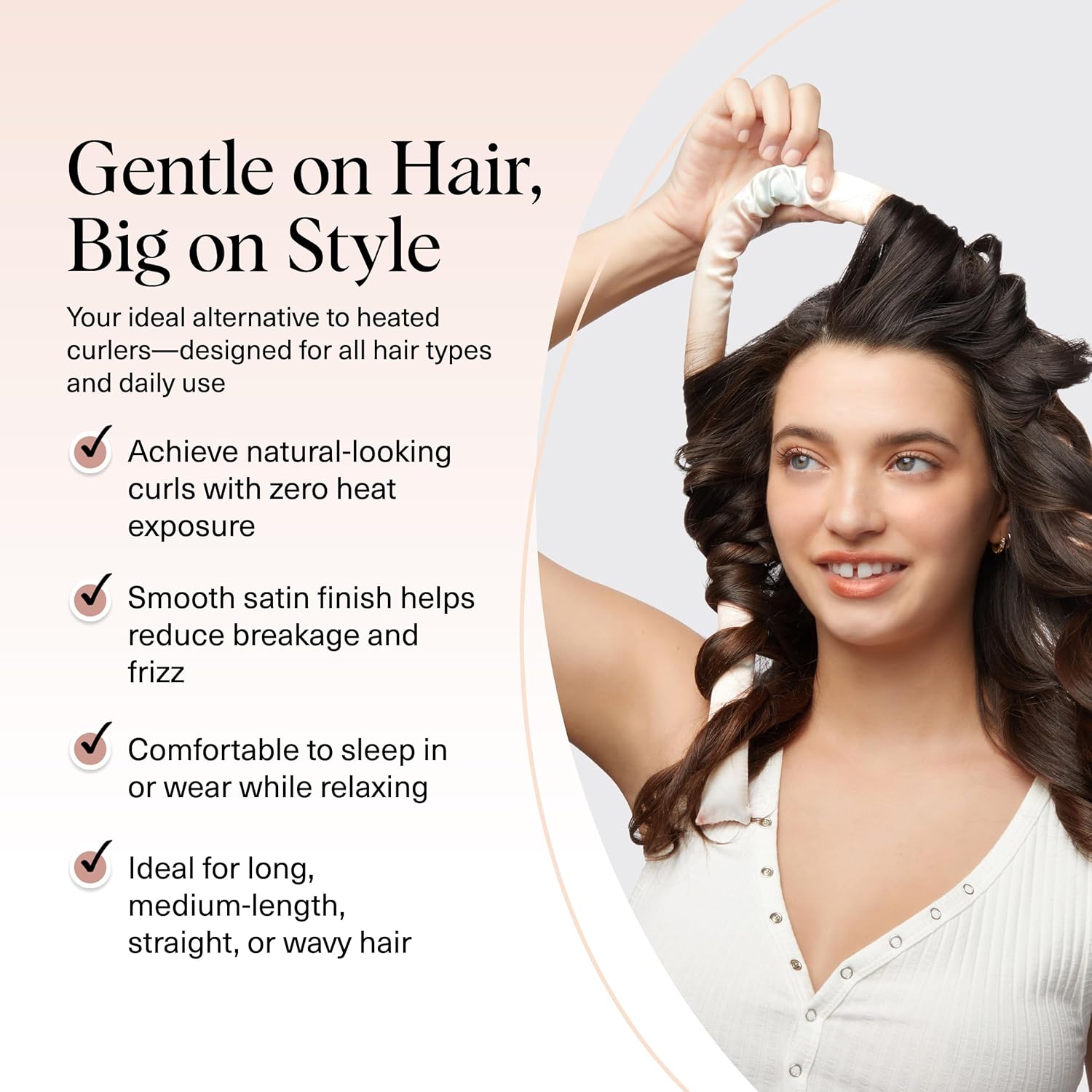 Kitsch Satin Heatless Curling Set - Hair Rollers for Effortless Heatless Curls | Sleep-In Hair Curlers | Includes Hot Rollers & Curling Rod Headband, Achieve Stunning Heatless Hairstyles, SunsetTieDye