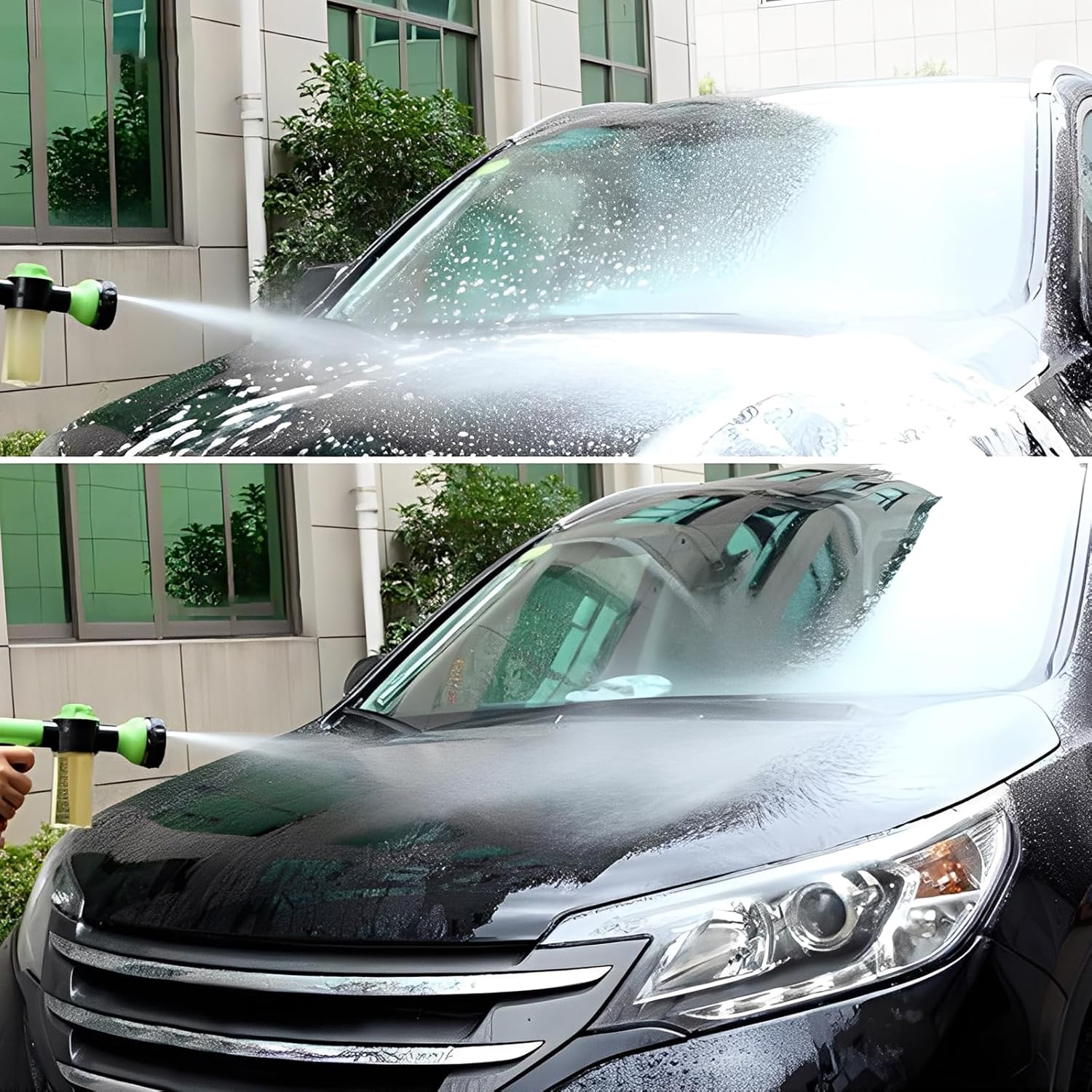 Garden Hose Foam Sprayer, 8 Patterns High Pressure Nozzles Watering Sprayer Soap Dispenser with Soap Reservoir for Car Washing Pets Shower Plants Watering