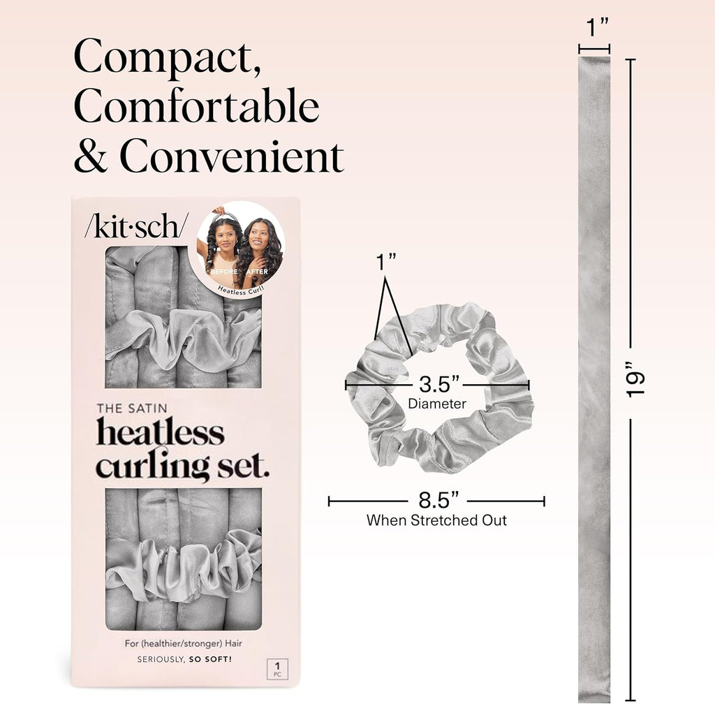 Kitsch Satin Heatless Curling Set - Hair Rollers for Effortless Heatless Curls | Sleep-In Hair Curlers | Includes Hot Rollers & Curling Rod Headband, Achieve Stunning Heatless Hairstyles, SunsetTieDye